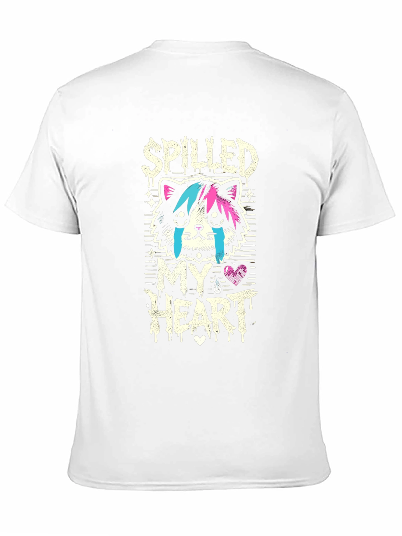 Spilled My Heart Graphic Tee - Sad Cat Design