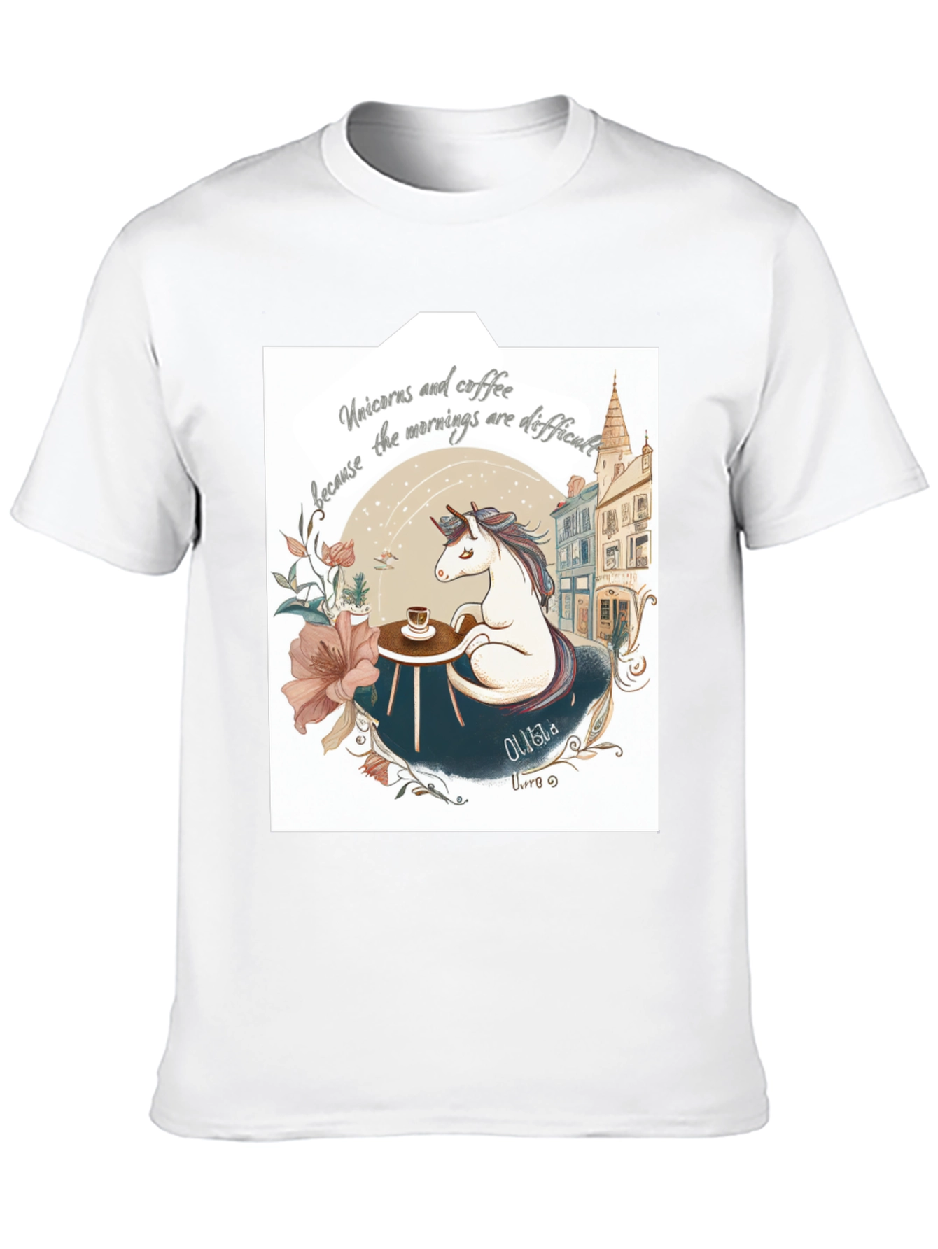 Unicorns and Coffee Black T-Shirt