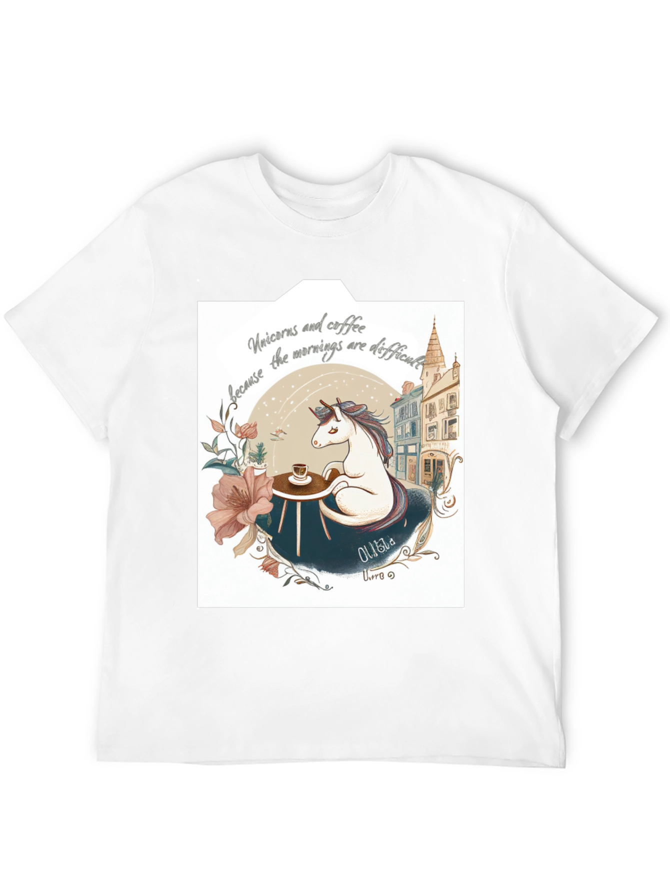 Unicorns and Coffee Black T-Shirt
