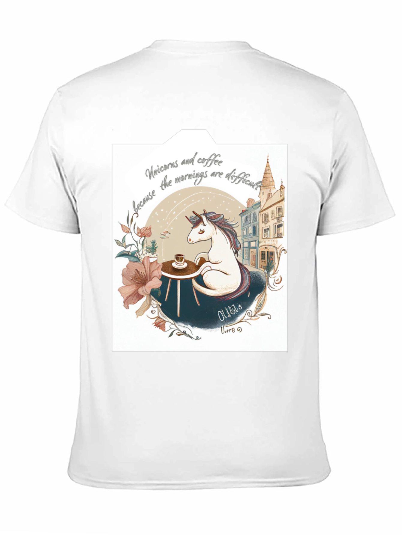 Unicorns and Coffee Black T-Shirt