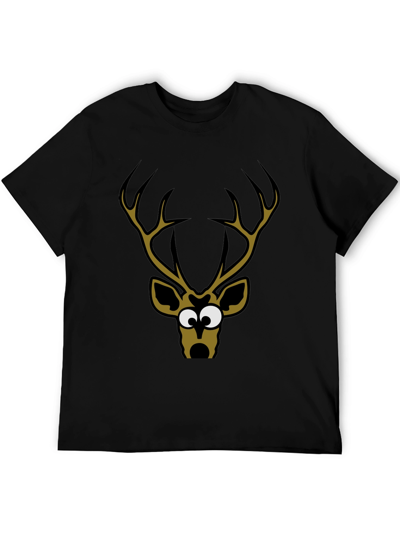 Funny Deer Graphic T-Shirt - Mens Black Tee