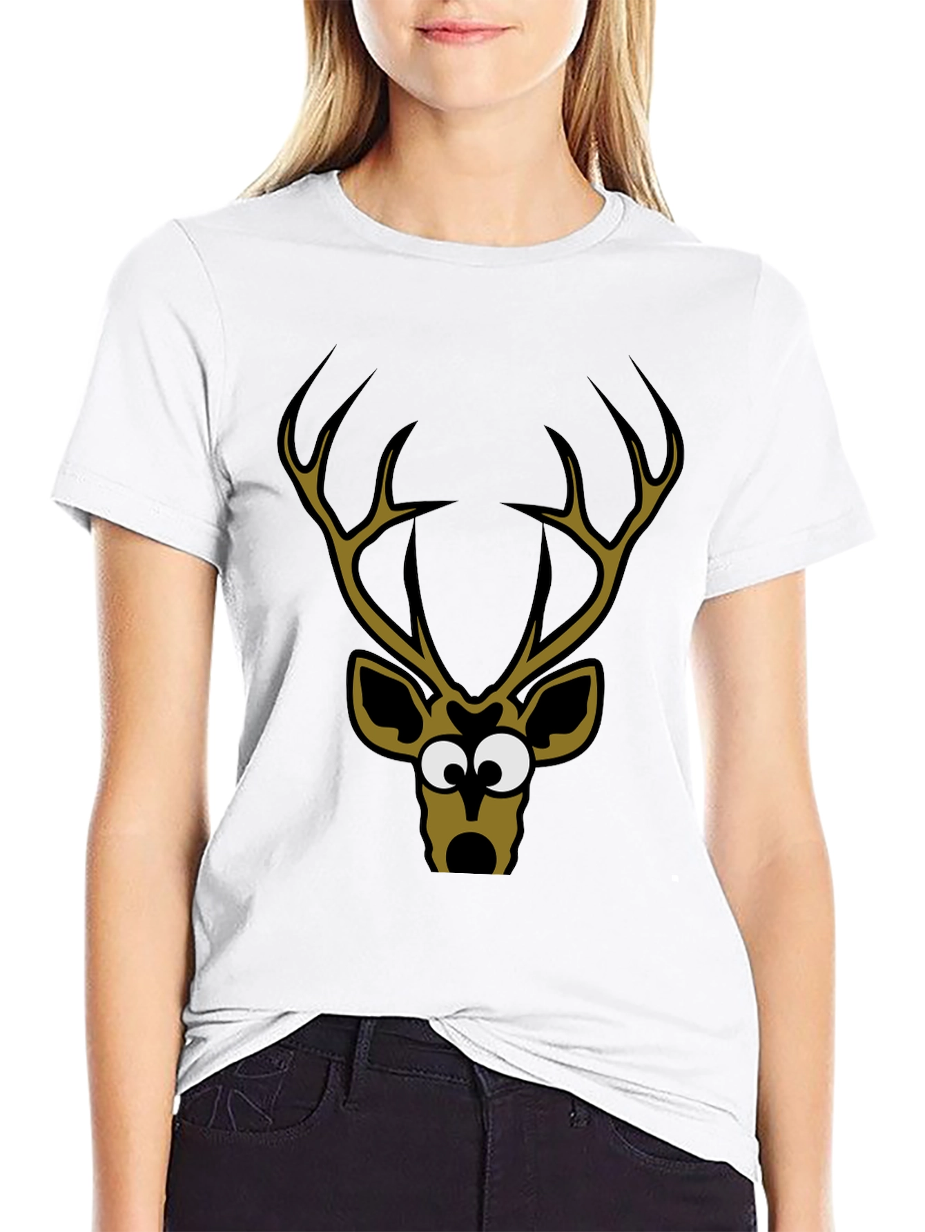 Funny Deer Graphic T-Shirt - Mens Black Tee