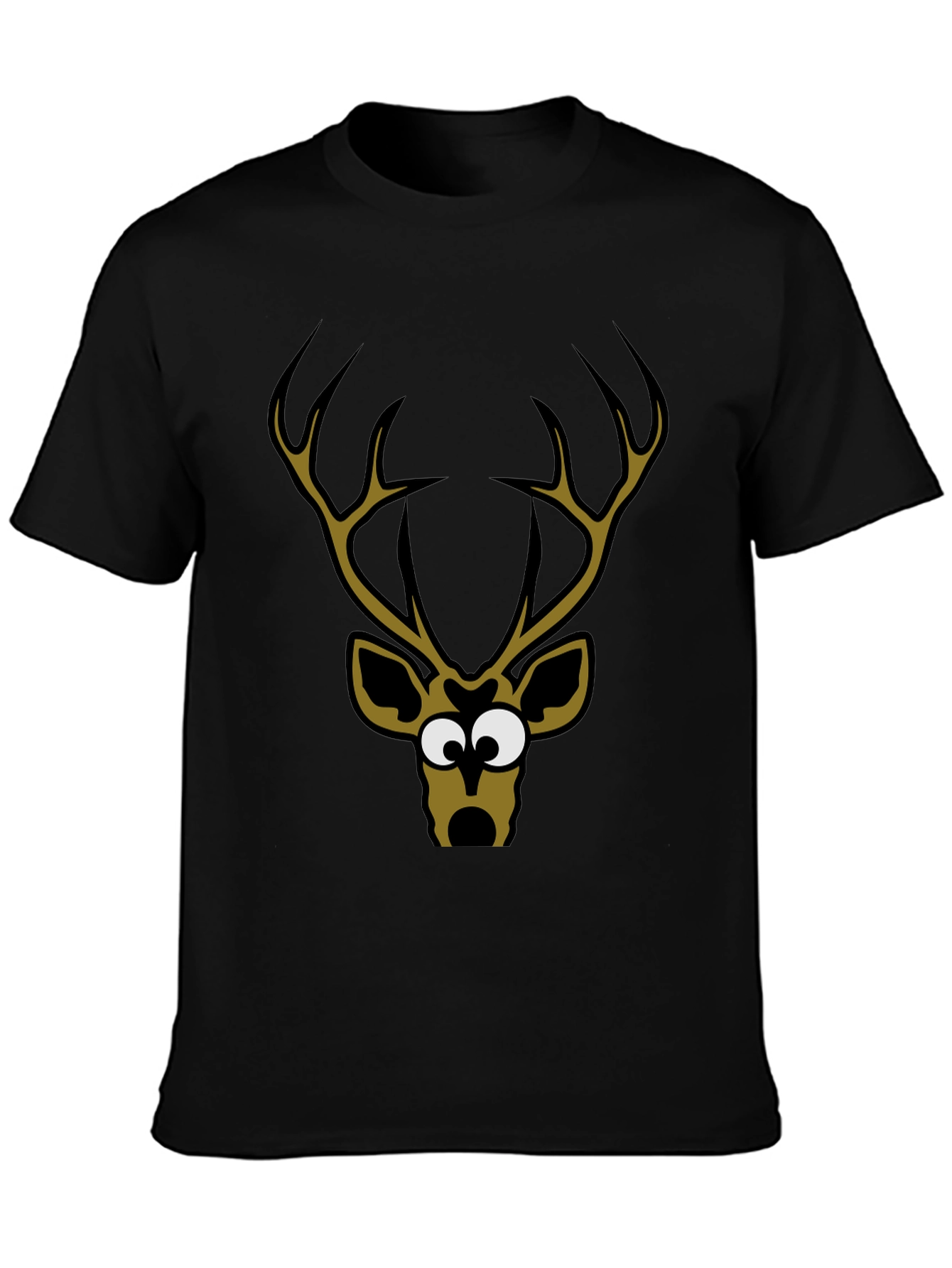 Funny Deer Graphic T-Shirt - Mens Black Tee