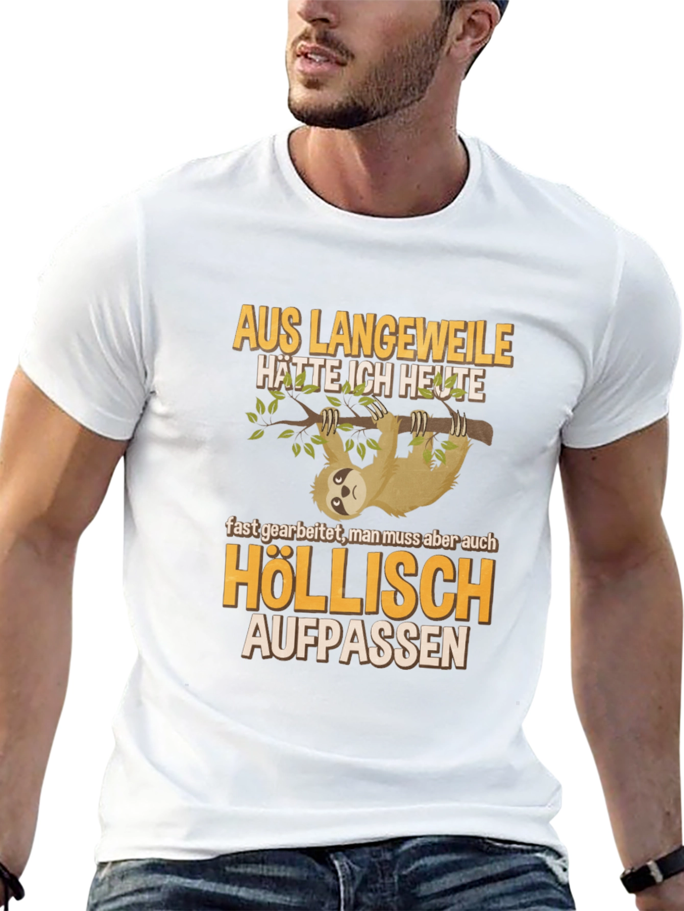 Sloth Humor Graphic T-Shirt - Höllisch Aufpassen