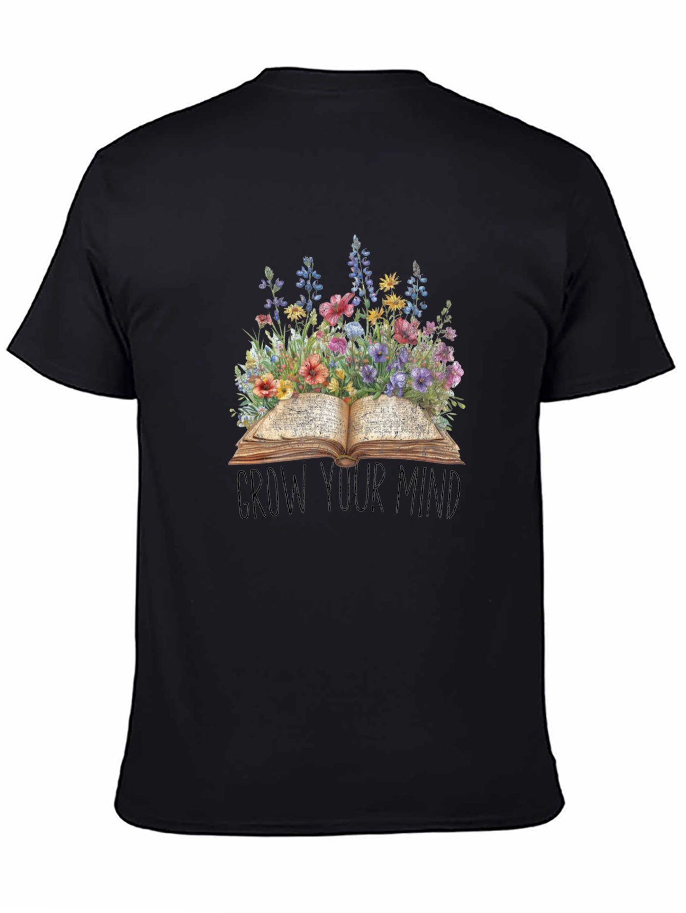 Grow Your Mind T-Shirt - Floral Book Design