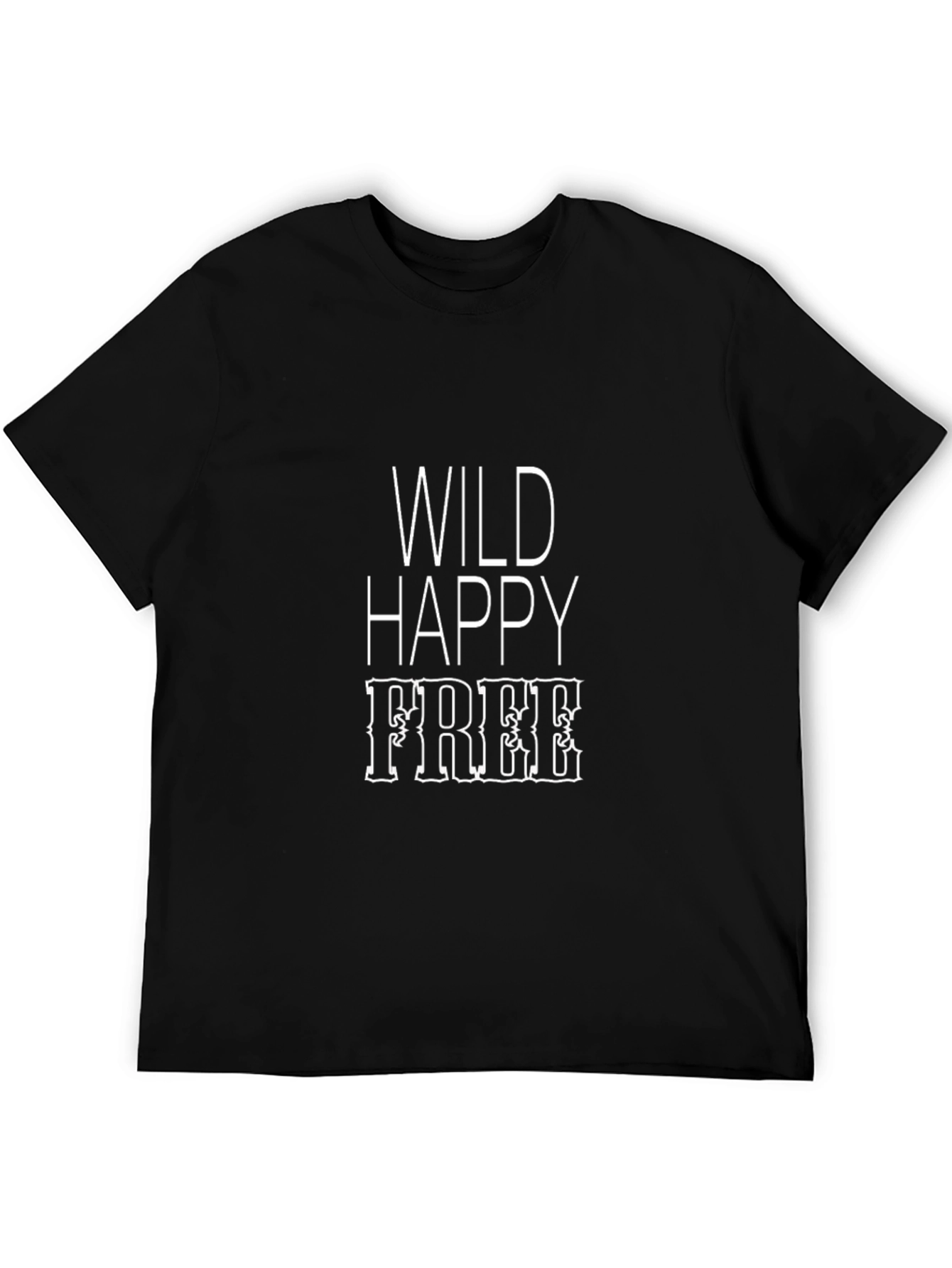 Wild Happy Free Graphic Print Black T-Shirt