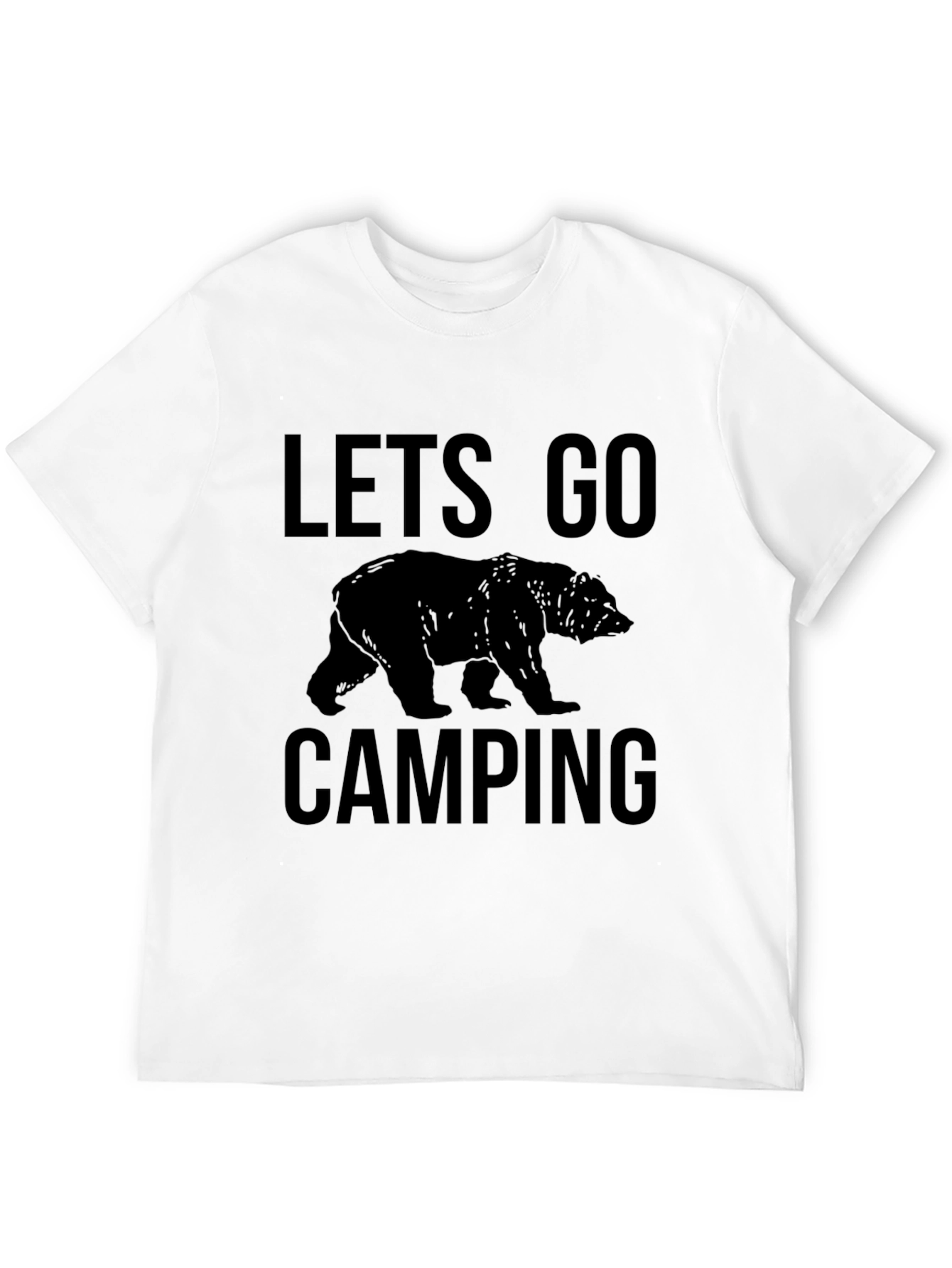 Lets Go Camping Bear Graphic T-Shirt - Black