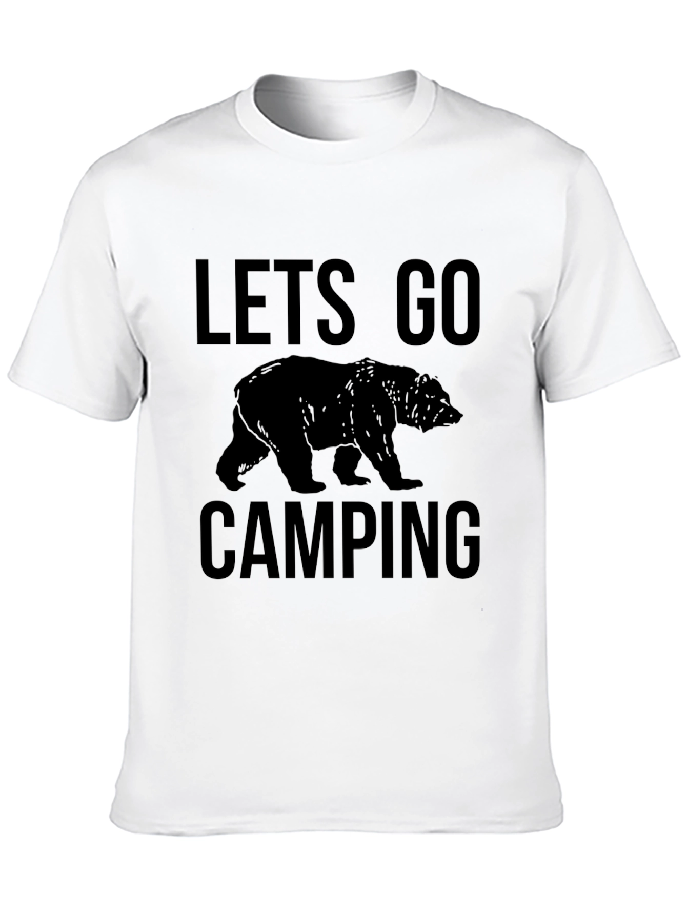 Lets Go Camping Bear Graphic T-Shirt - Black