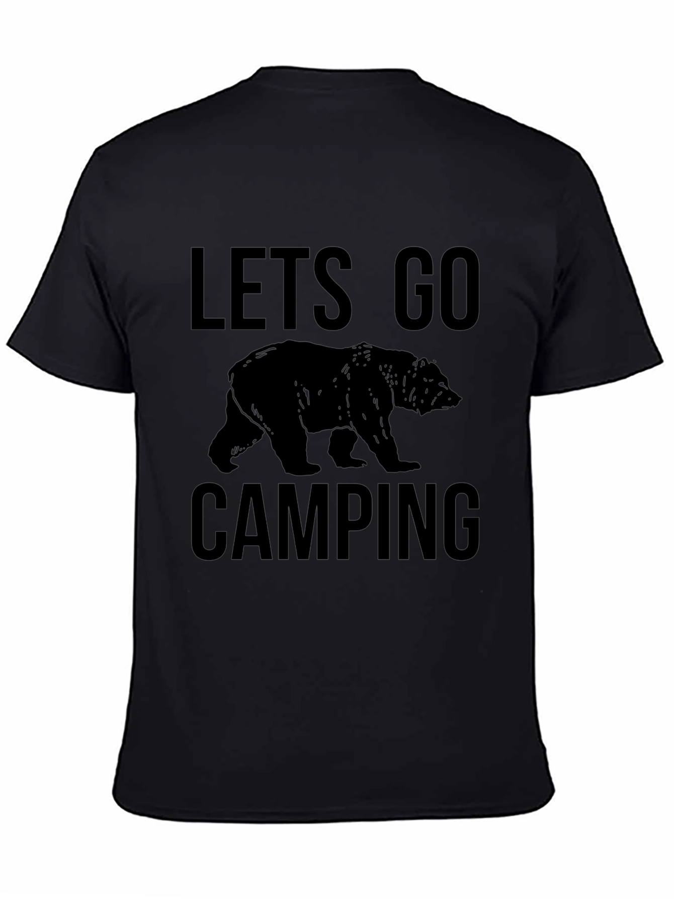 Lets Go Camping Bear Graphic T-Shirt - Black