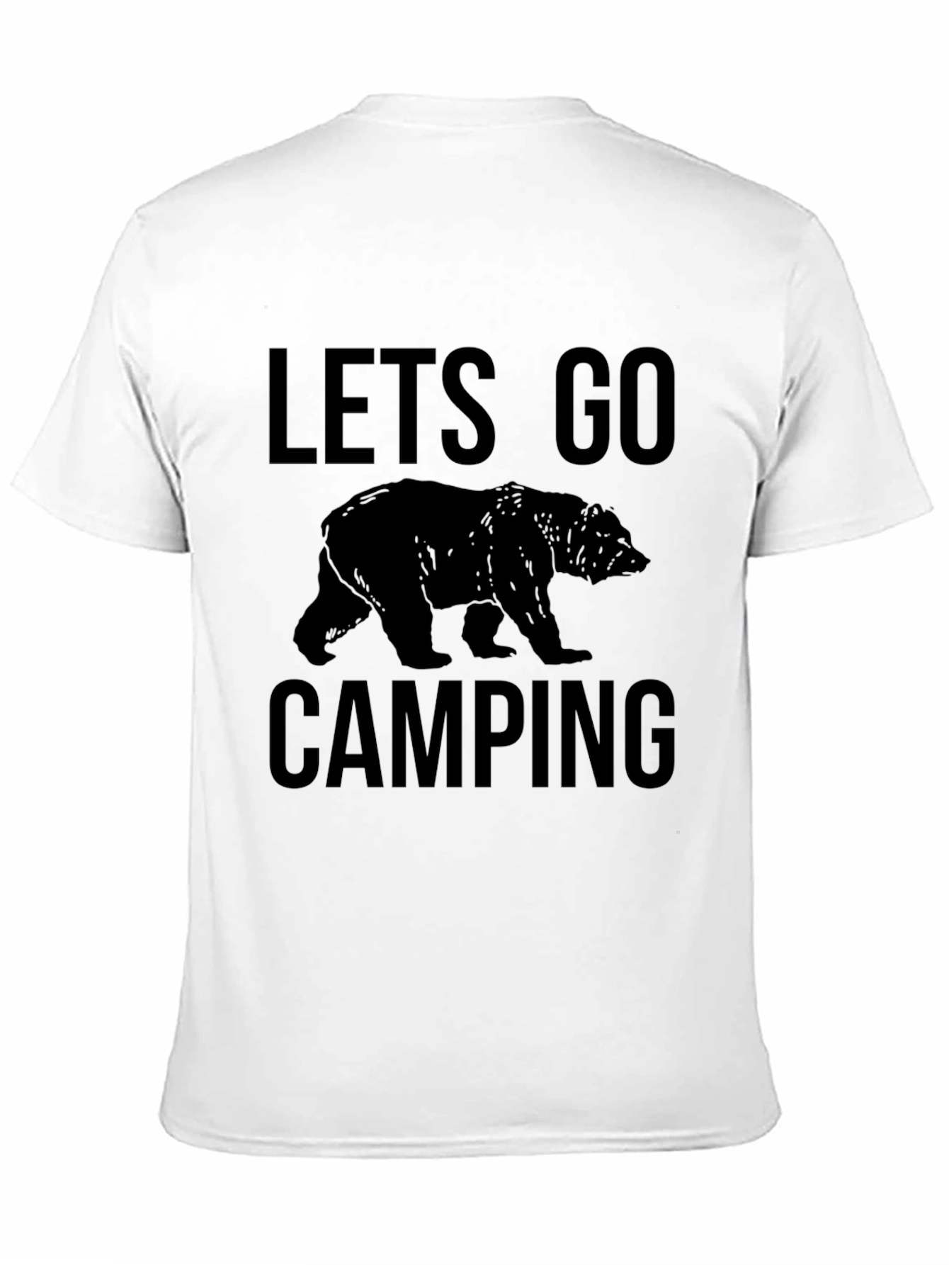 Lets Go Camping Bear Graphic T-Shirt - Black