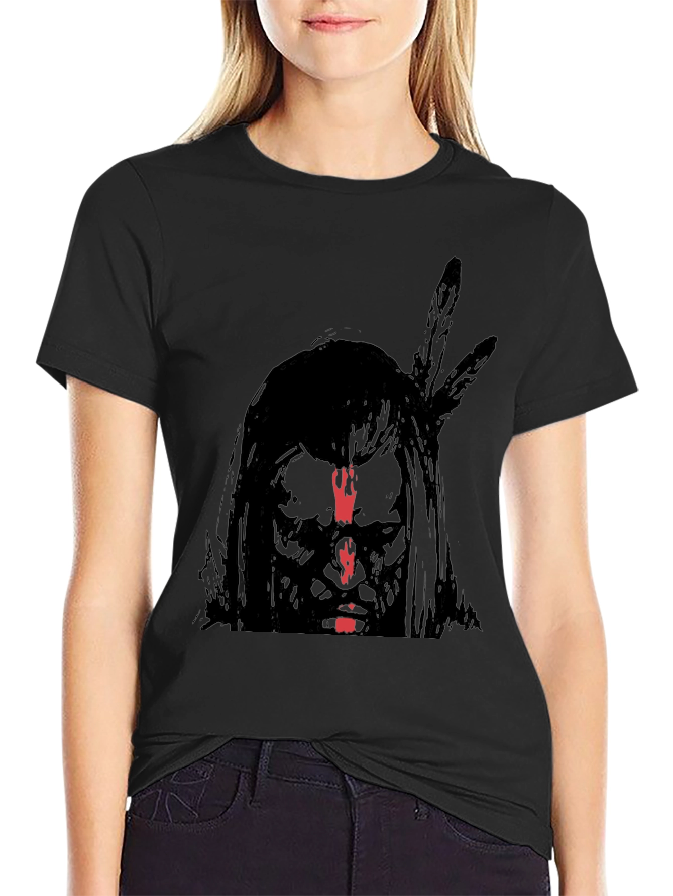 Native American Graphic Print Black T-Shirt