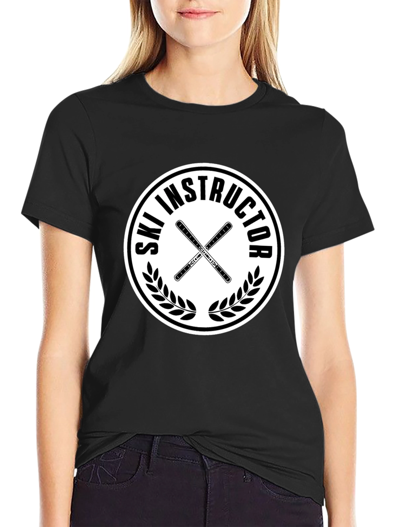 Ski Instructor Graphic T-Shirt - Black Cotton Tee