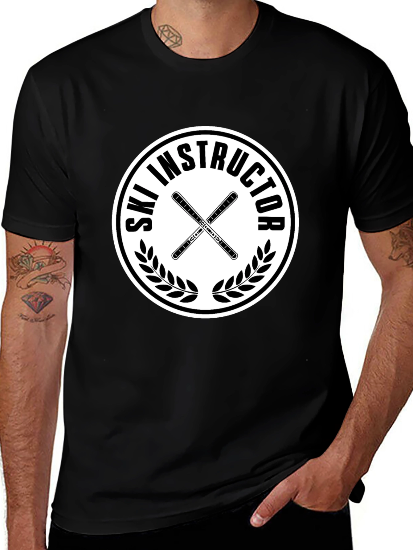 Ski Instructor Graphic T-Shirt - Black Cotton Tee