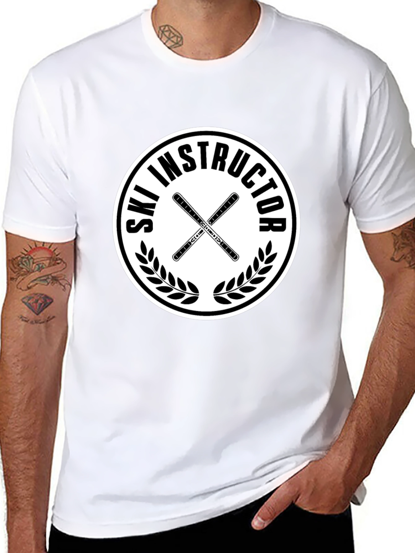 Ski Instructor Graphic T-Shirt - Black Cotton Tee