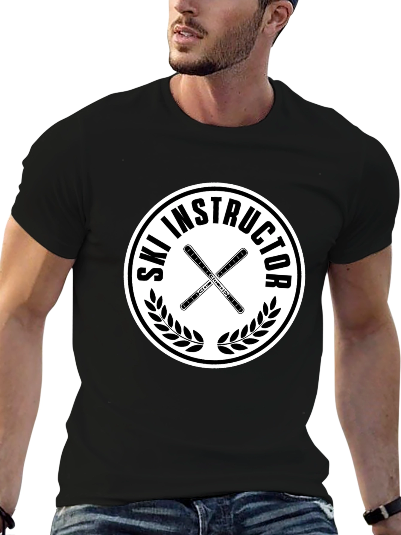 Ski Instructor Graphic T-Shirt - Black Cotton Tee