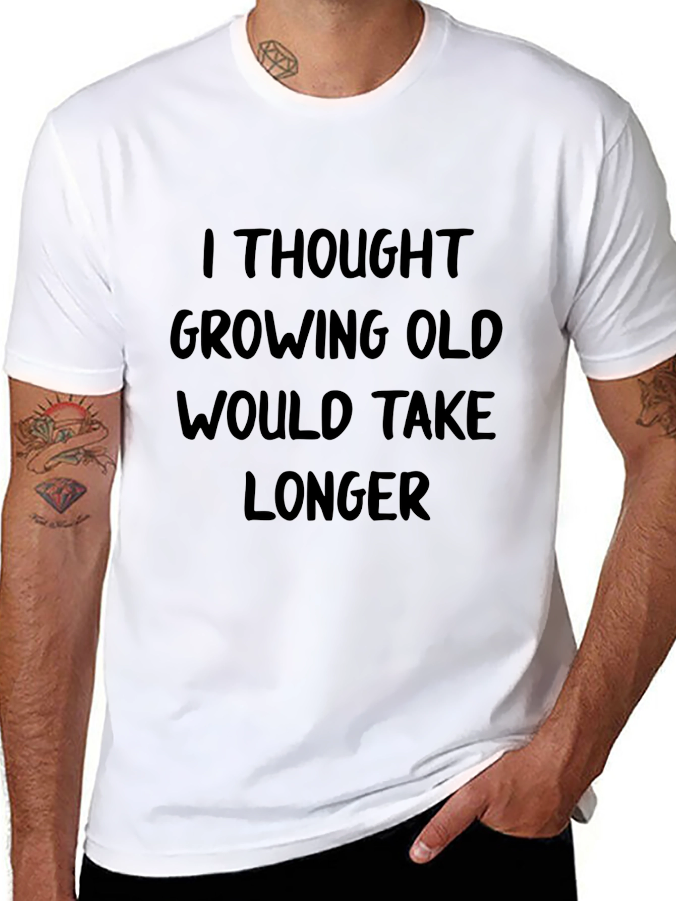 Funny Growing Old Black Graphic T-Shirt
