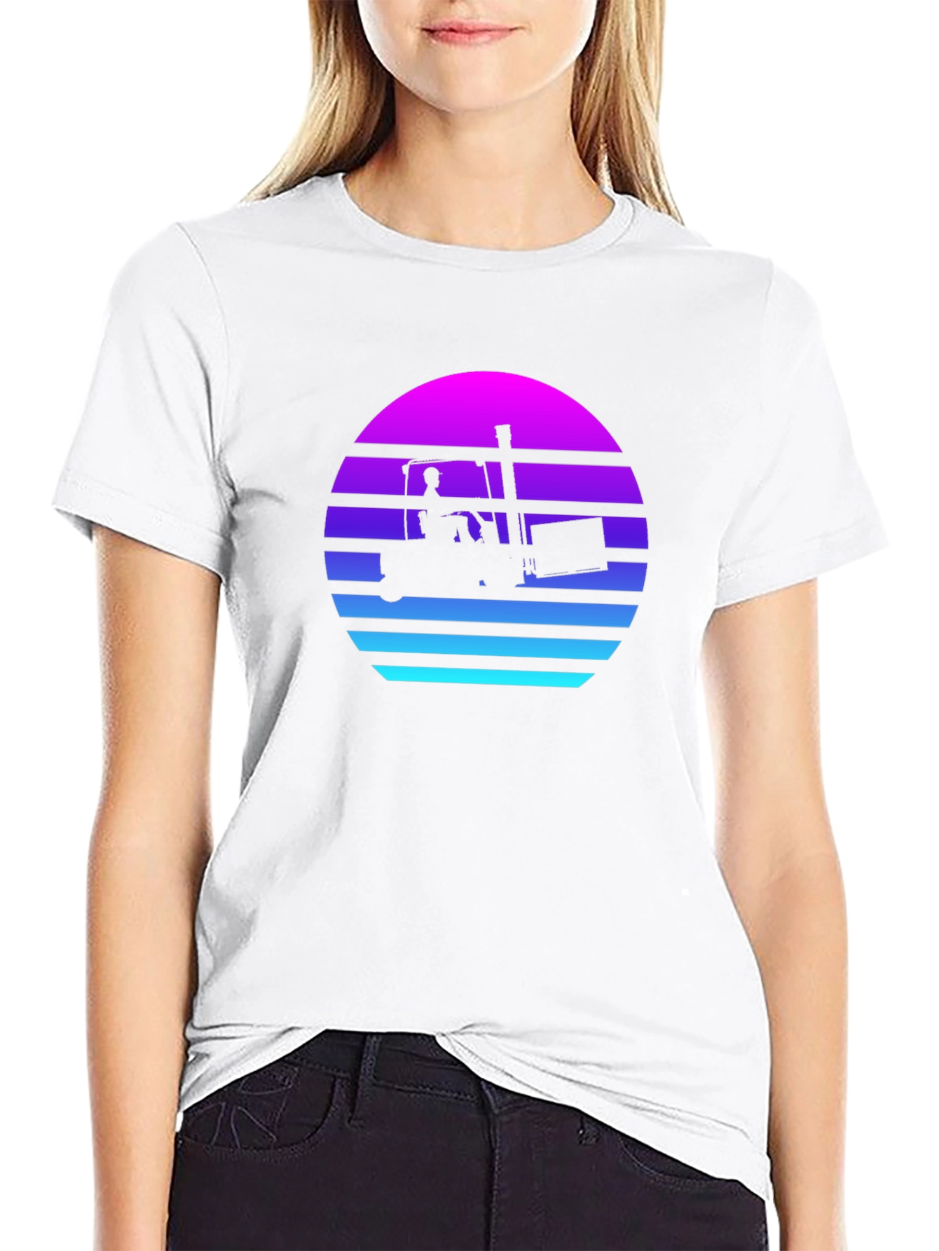 Retro Forklift Sunset Graphic Tee
