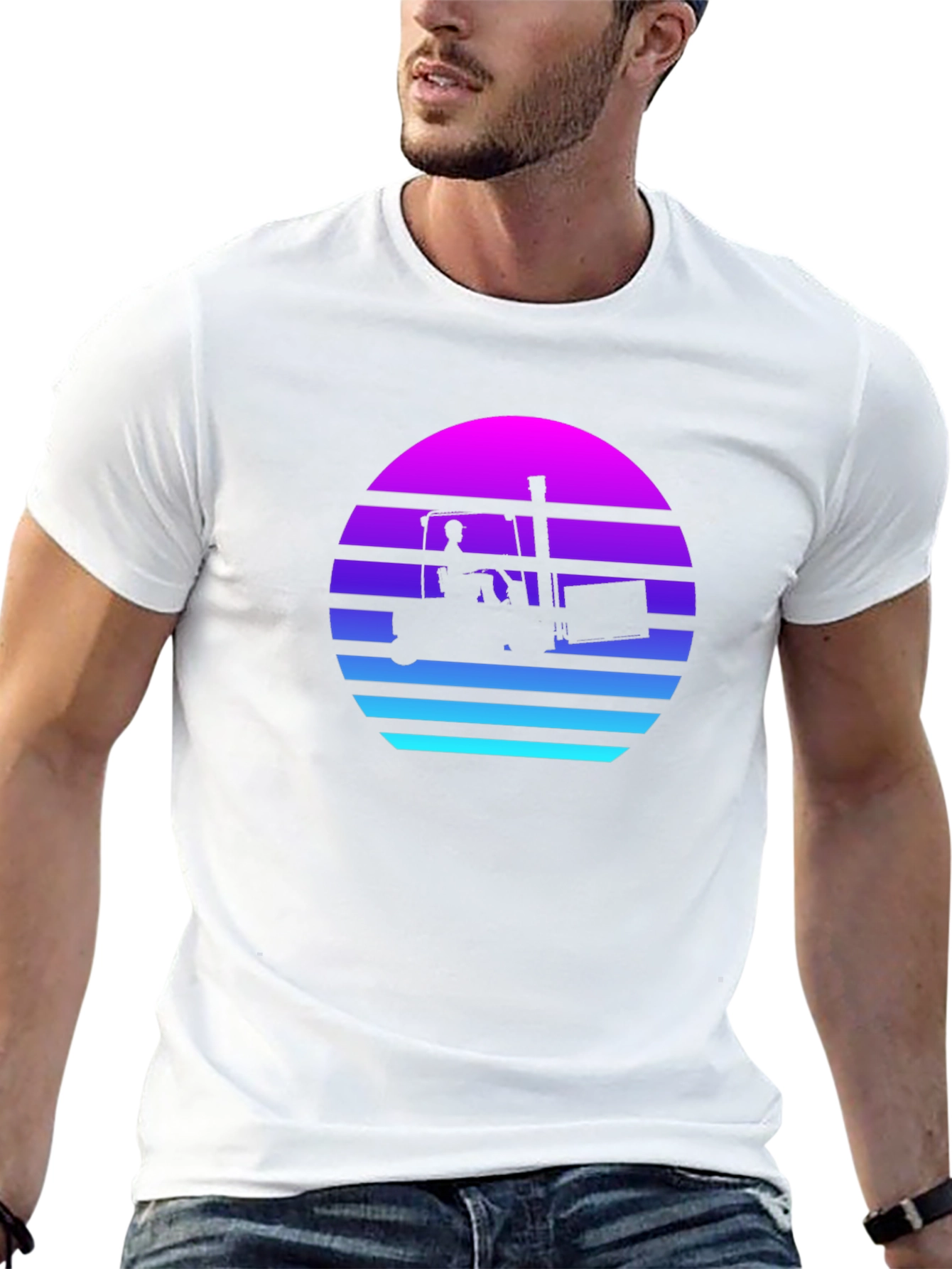 Retro Forklift Sunset Graphic Tee