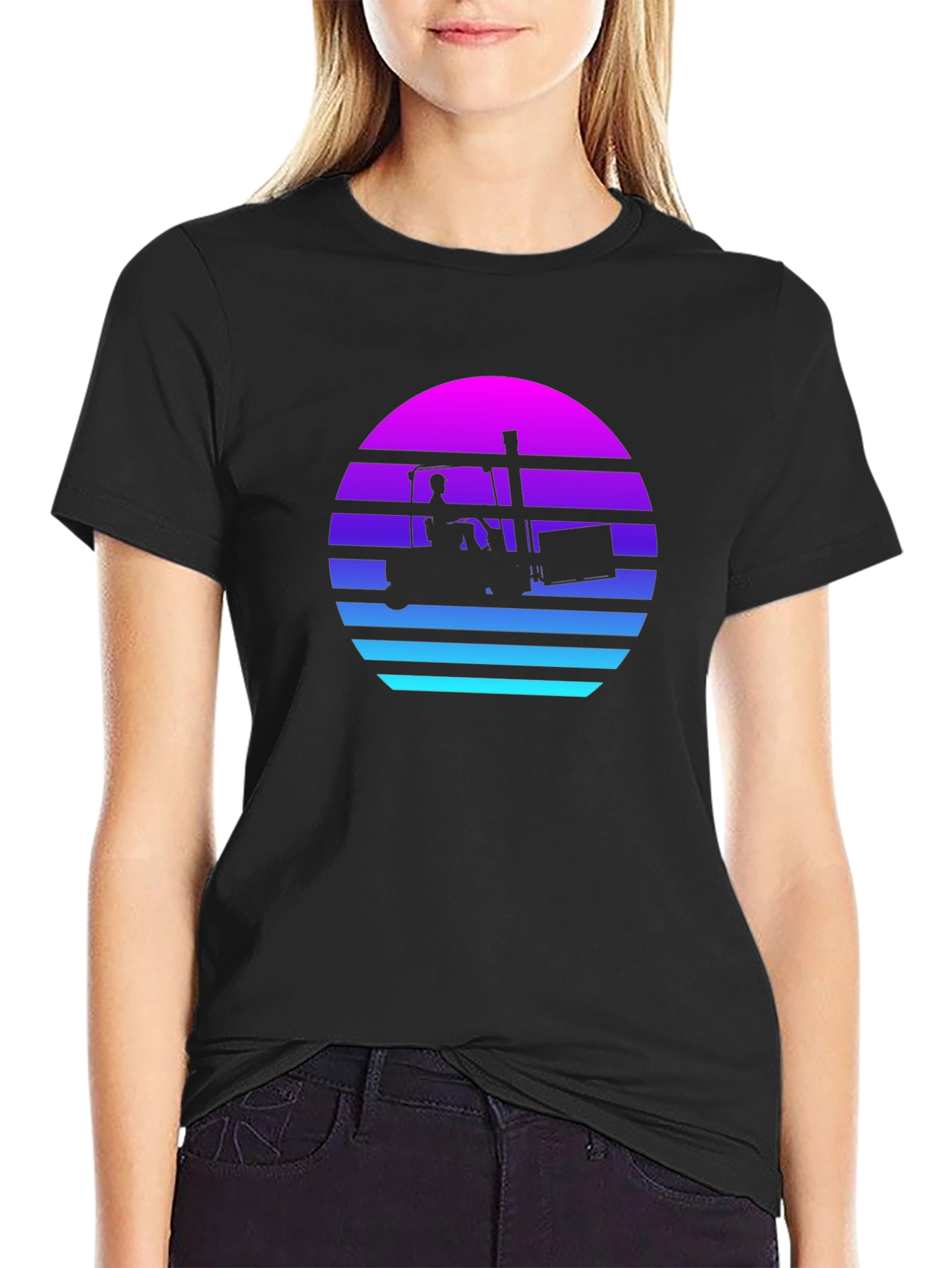 Retro Forklift Sunset Graphic Tee