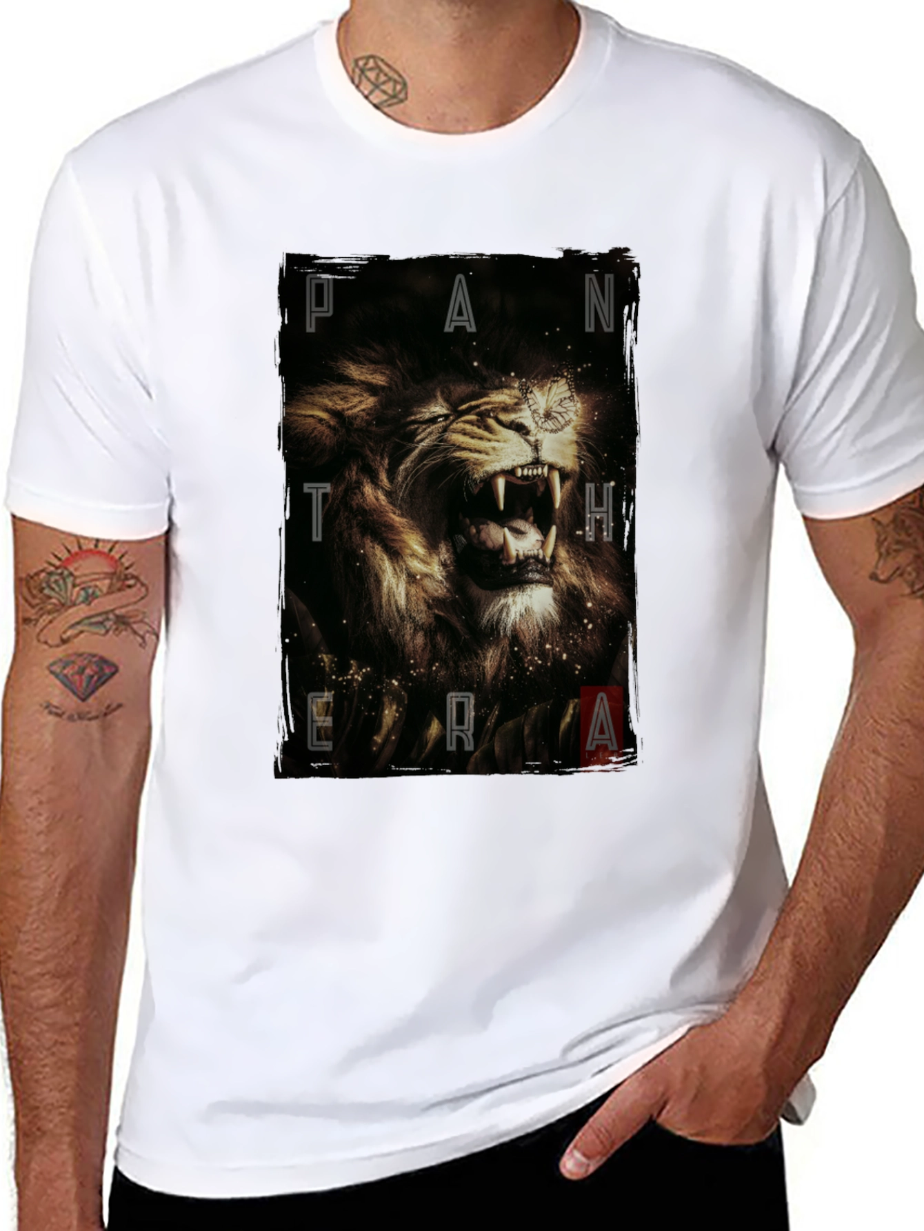 Pantera Lion Graphic Tee - Black Cotton T-Shirt
