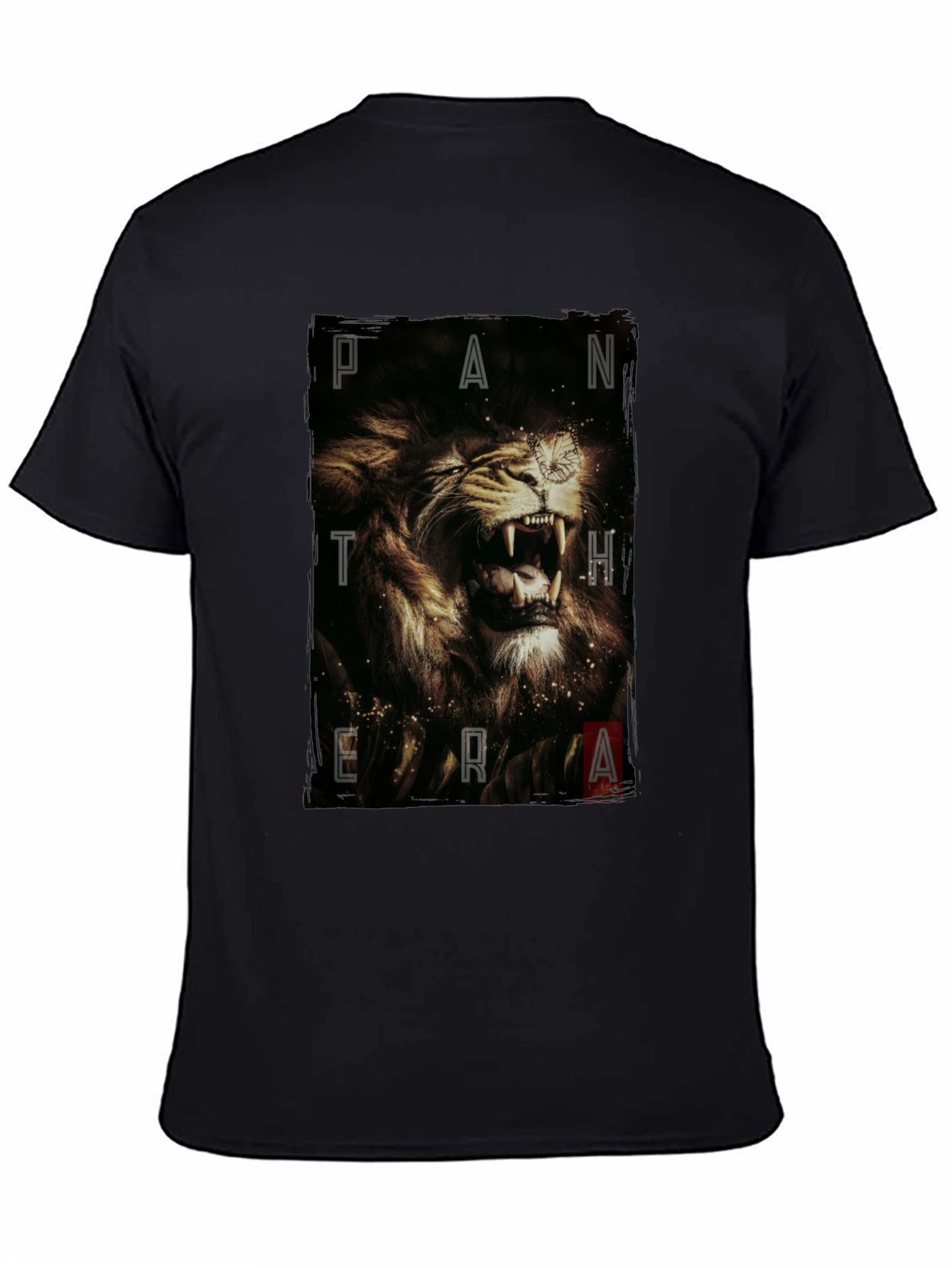 Pantera Lion Graphic Tee - Black Cotton T-Shirt