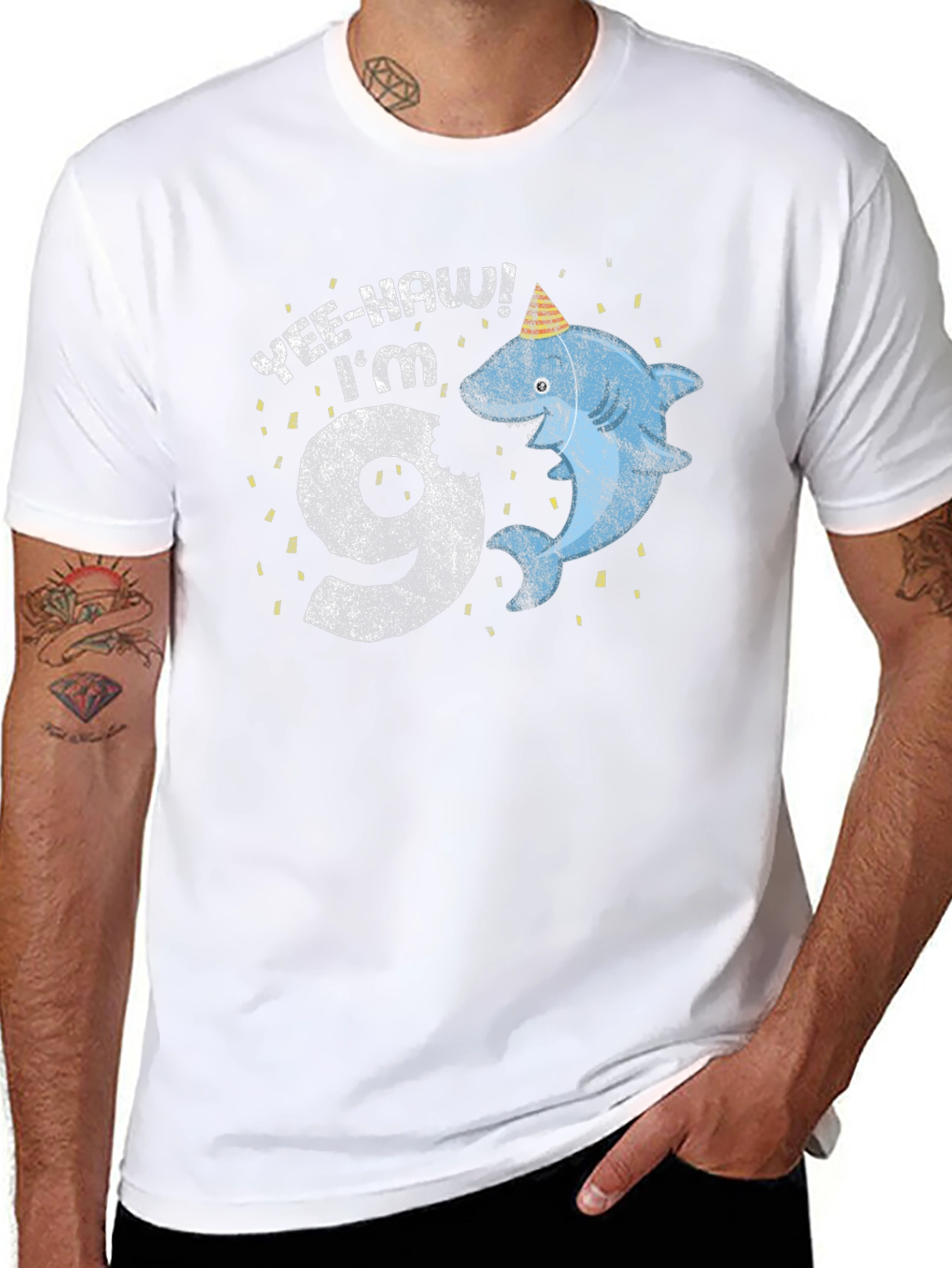 Yee-Haw Im 9 Shark Birthday T-Shirt