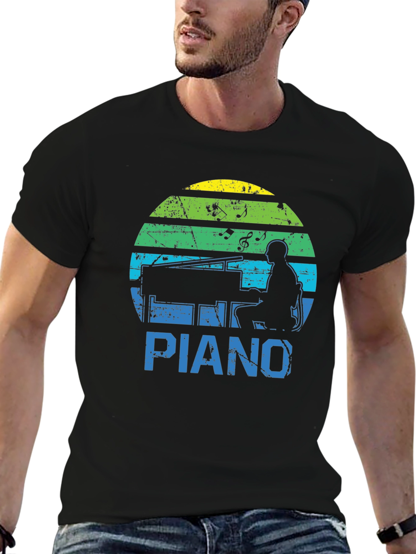 Retro Piano Player Graphic Tee