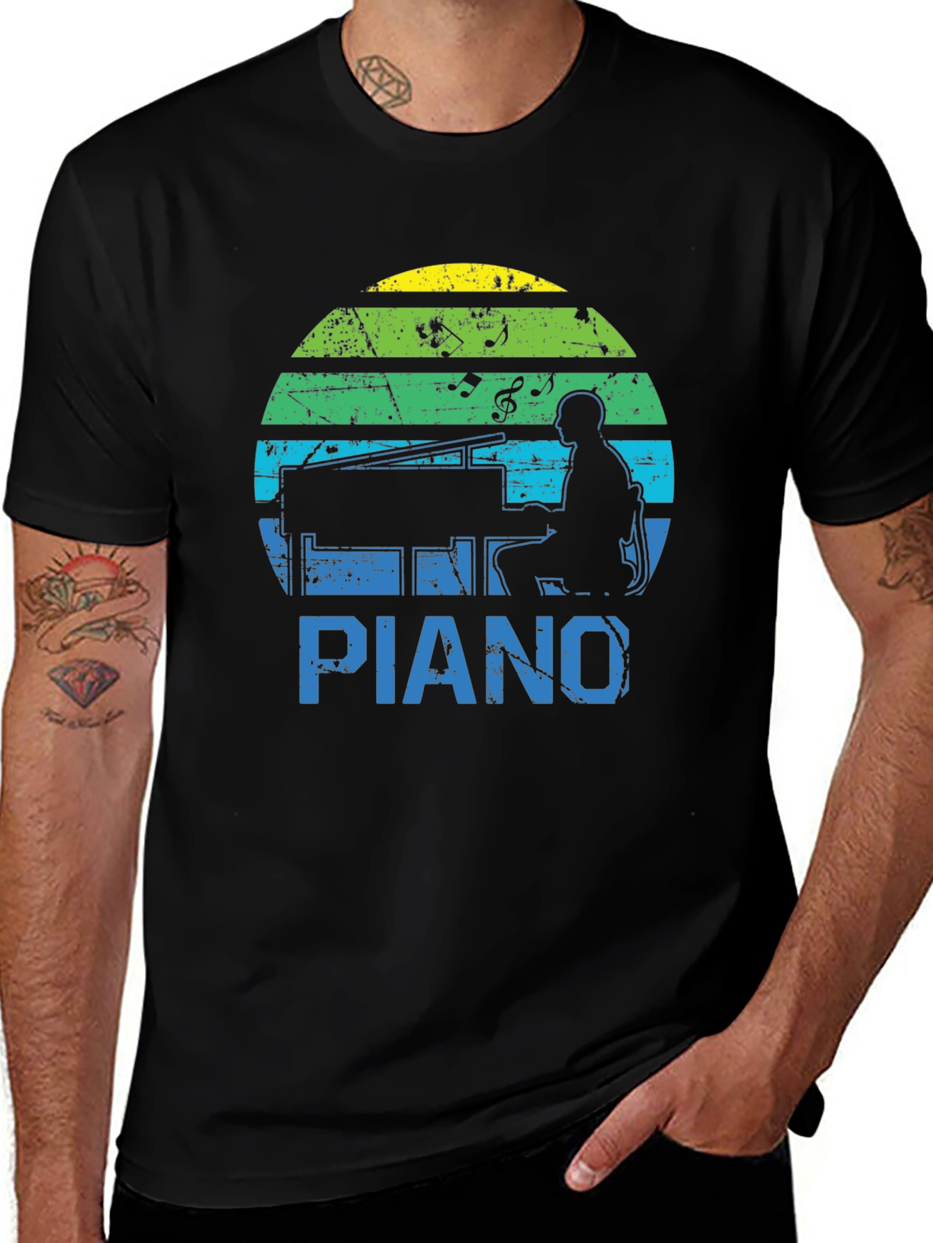 Retro Piano Player Graphic Tee