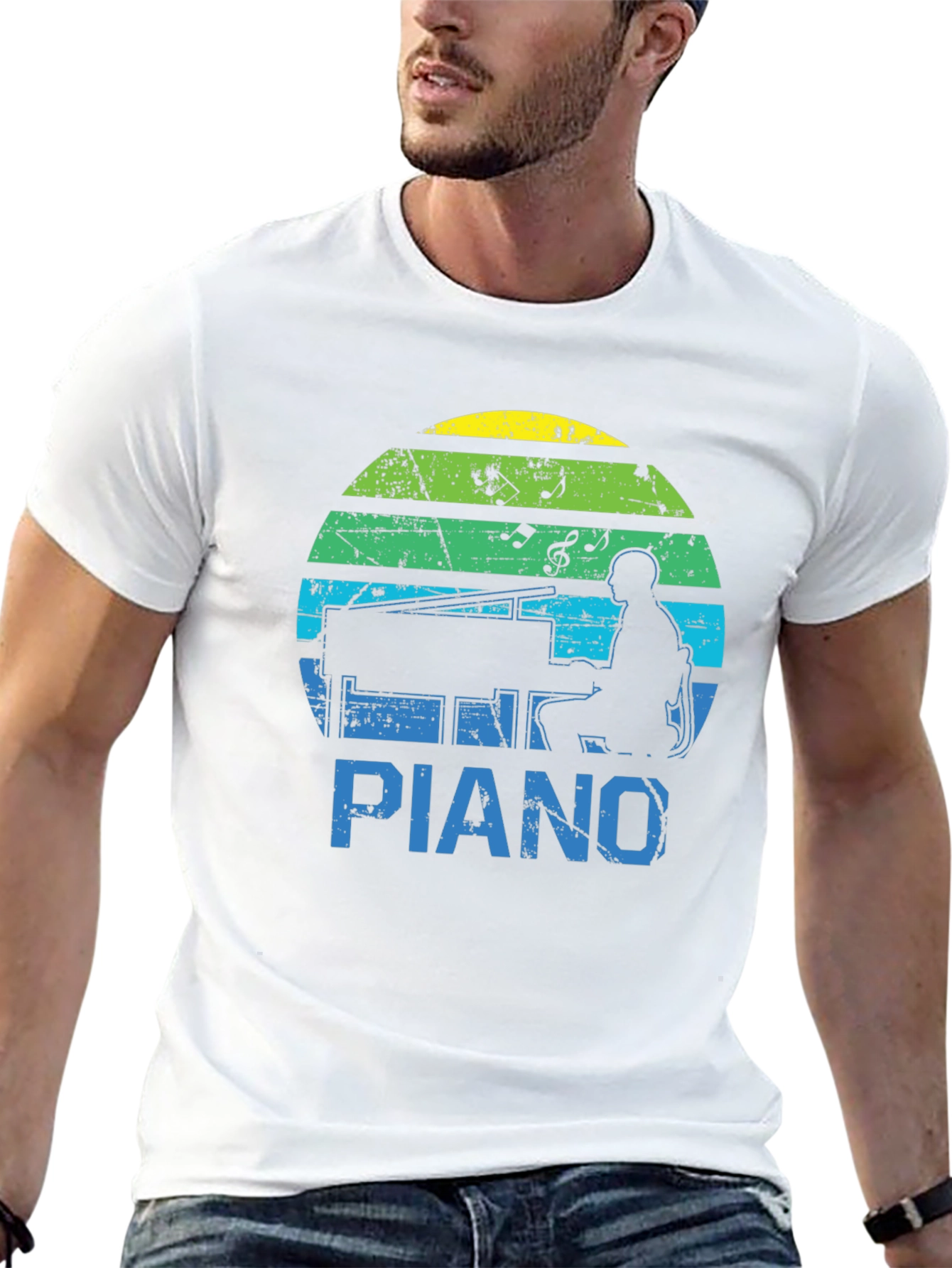 Retro Piano Player Graphic Tee