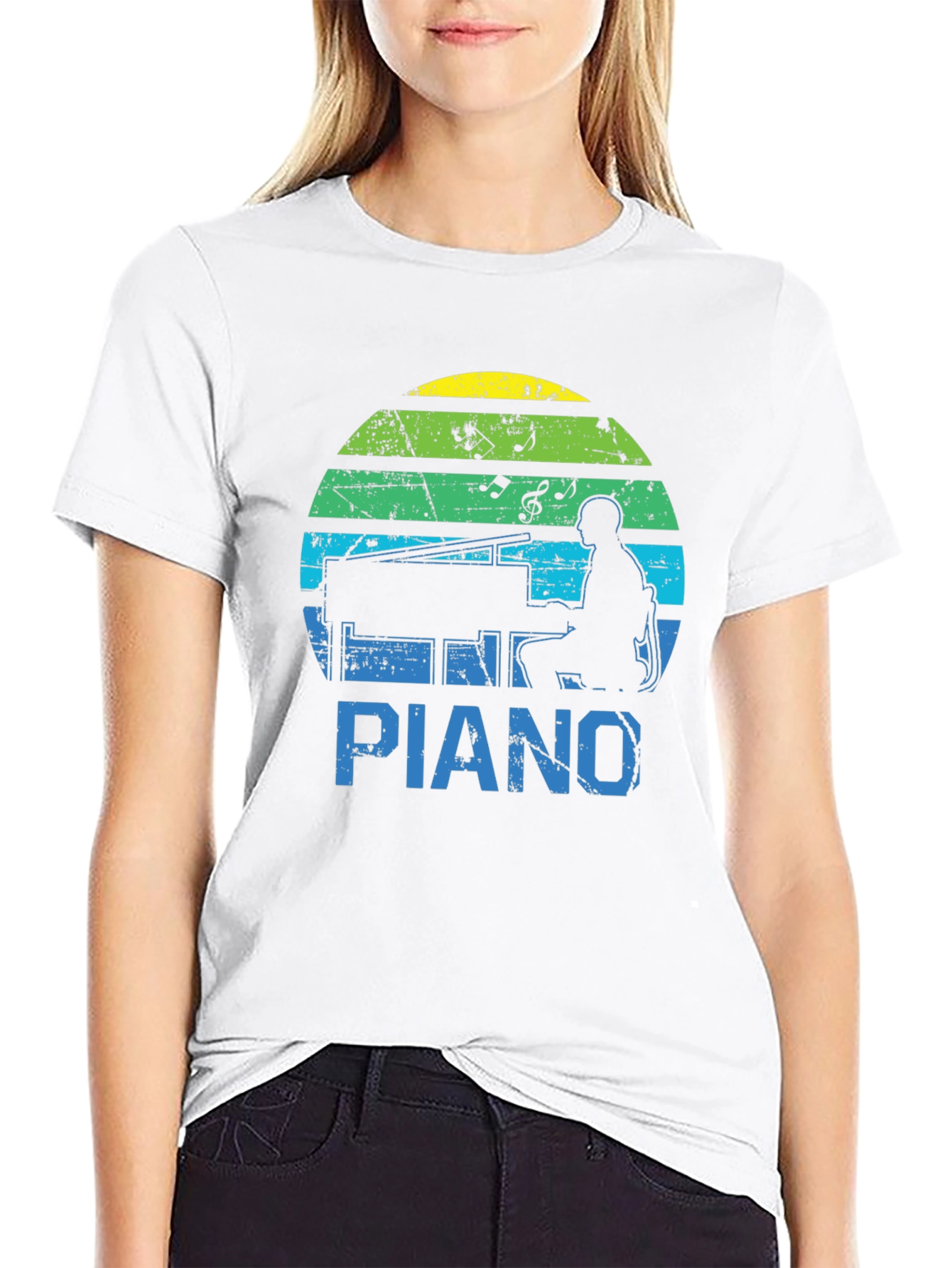 Retro Piano Player Graphic Tee