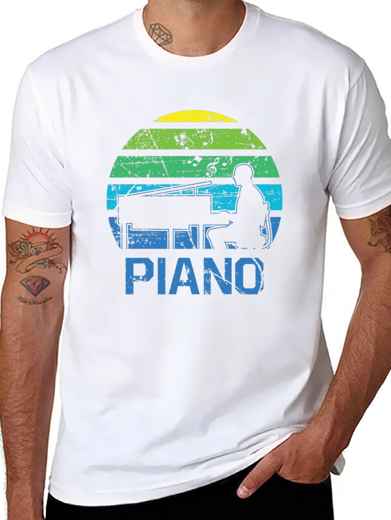 Retro Piano Player Graphic Tee