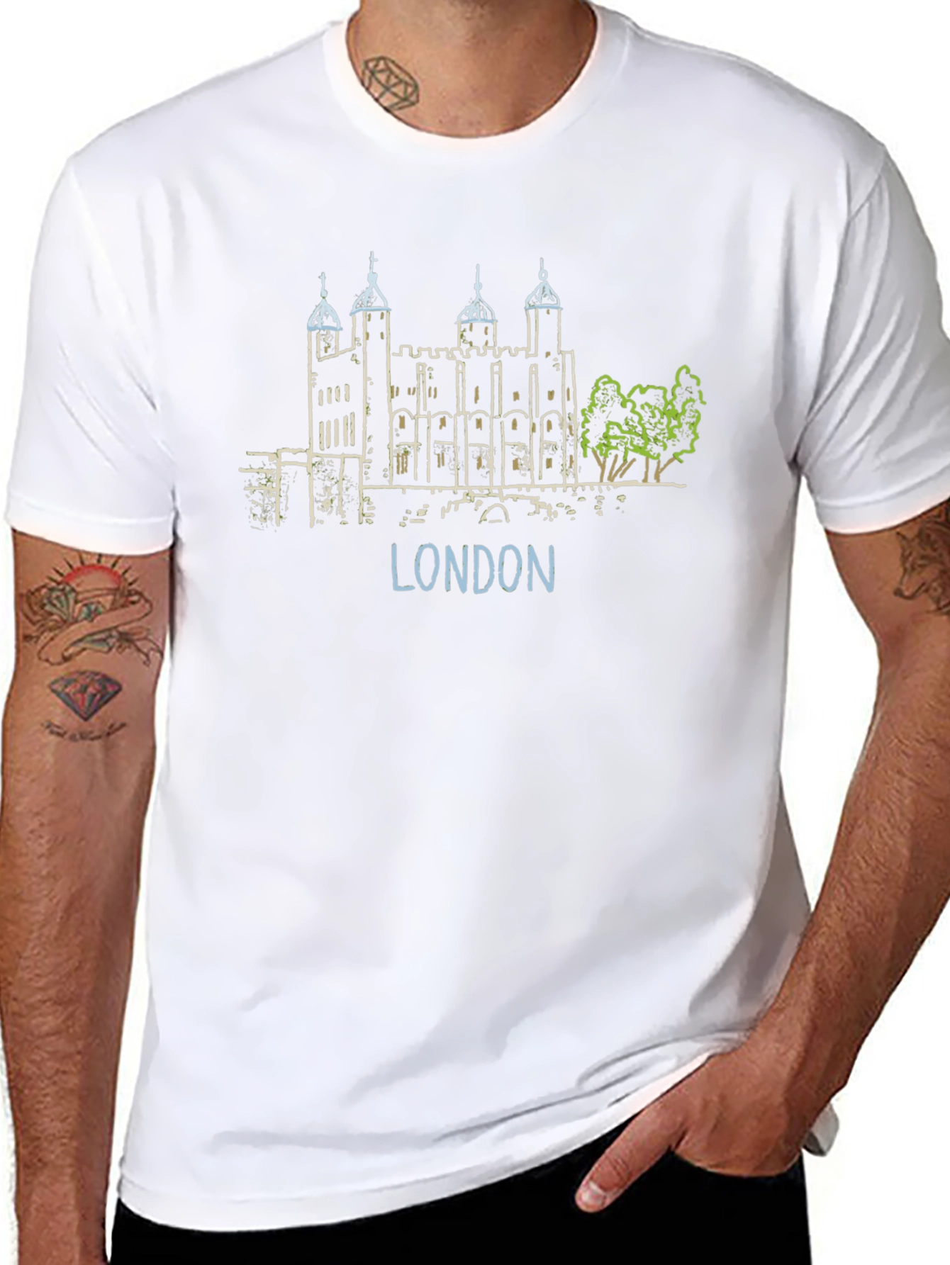 London Tower T-Shirt Cityscape Design