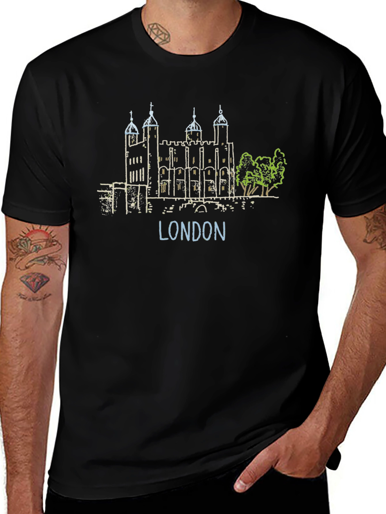 London Tower T-Shirt Cityscape Design