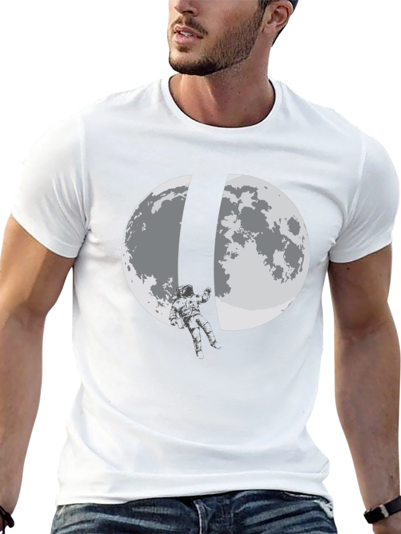 Astronaut Moon Landing Black T-Shirt