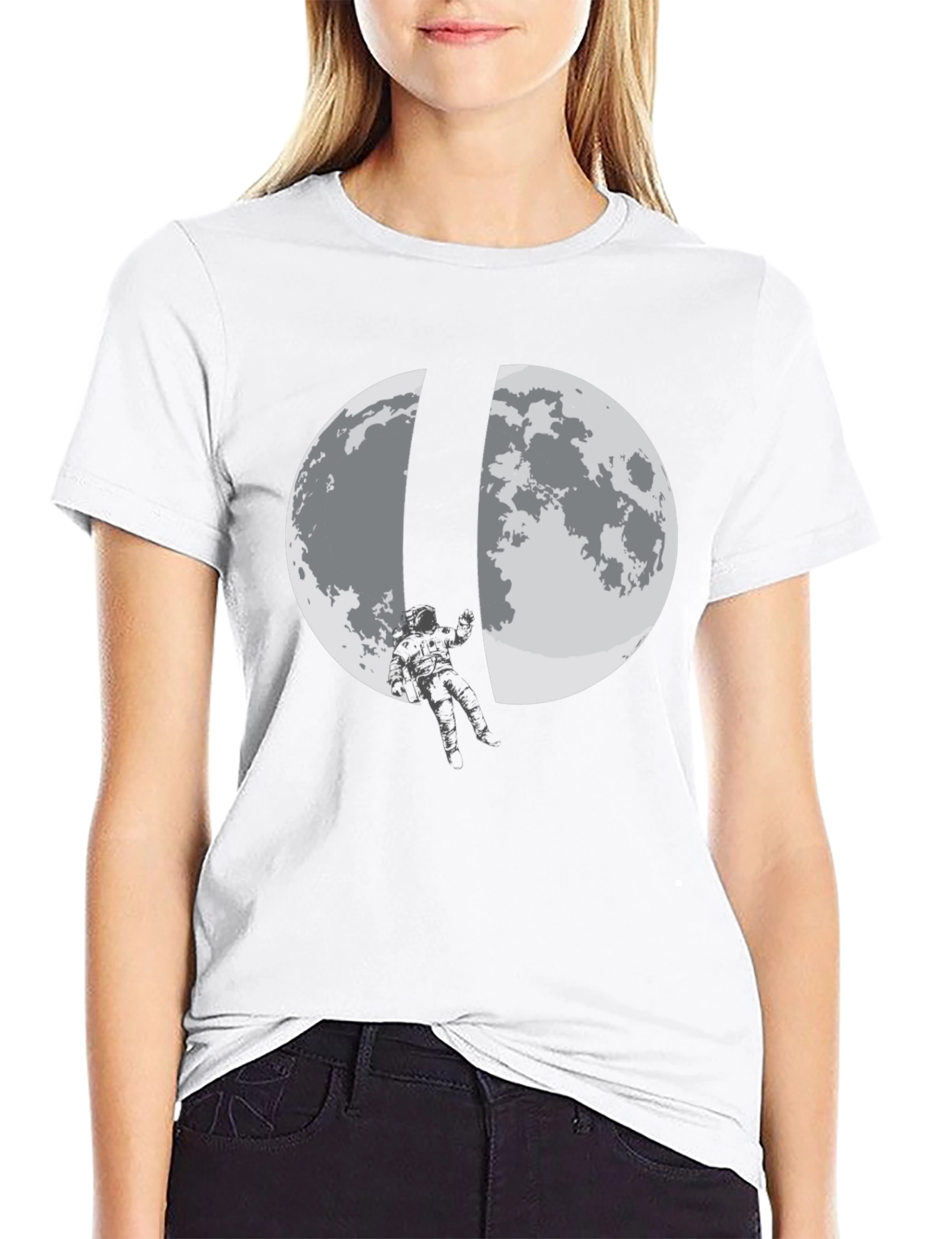 Astronaut Moon Landing Black T-Shirt