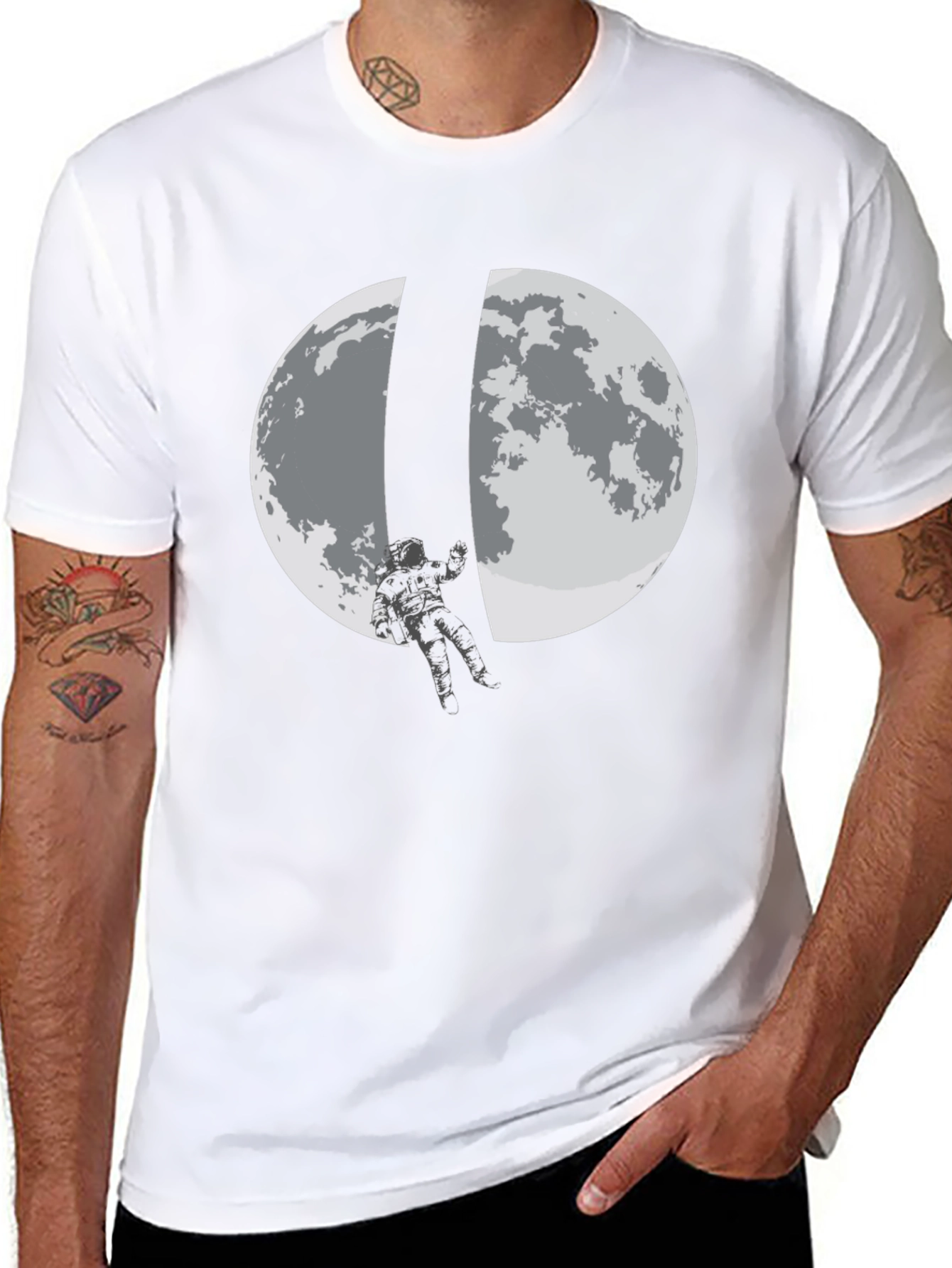 Astronaut Moon Landing Black T-Shirt