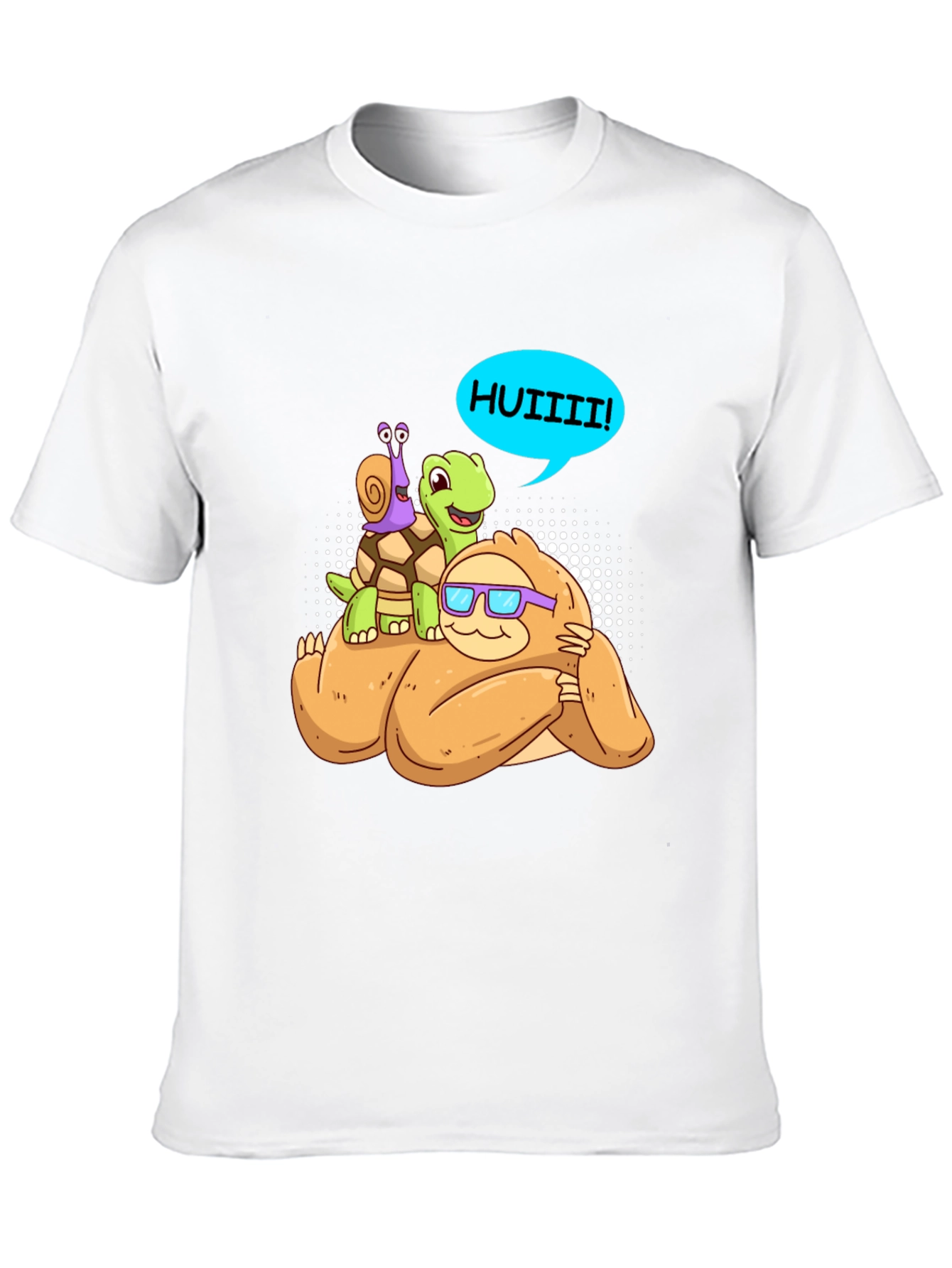 Sloth Turtle and Snail Cartoon Graphic Tee