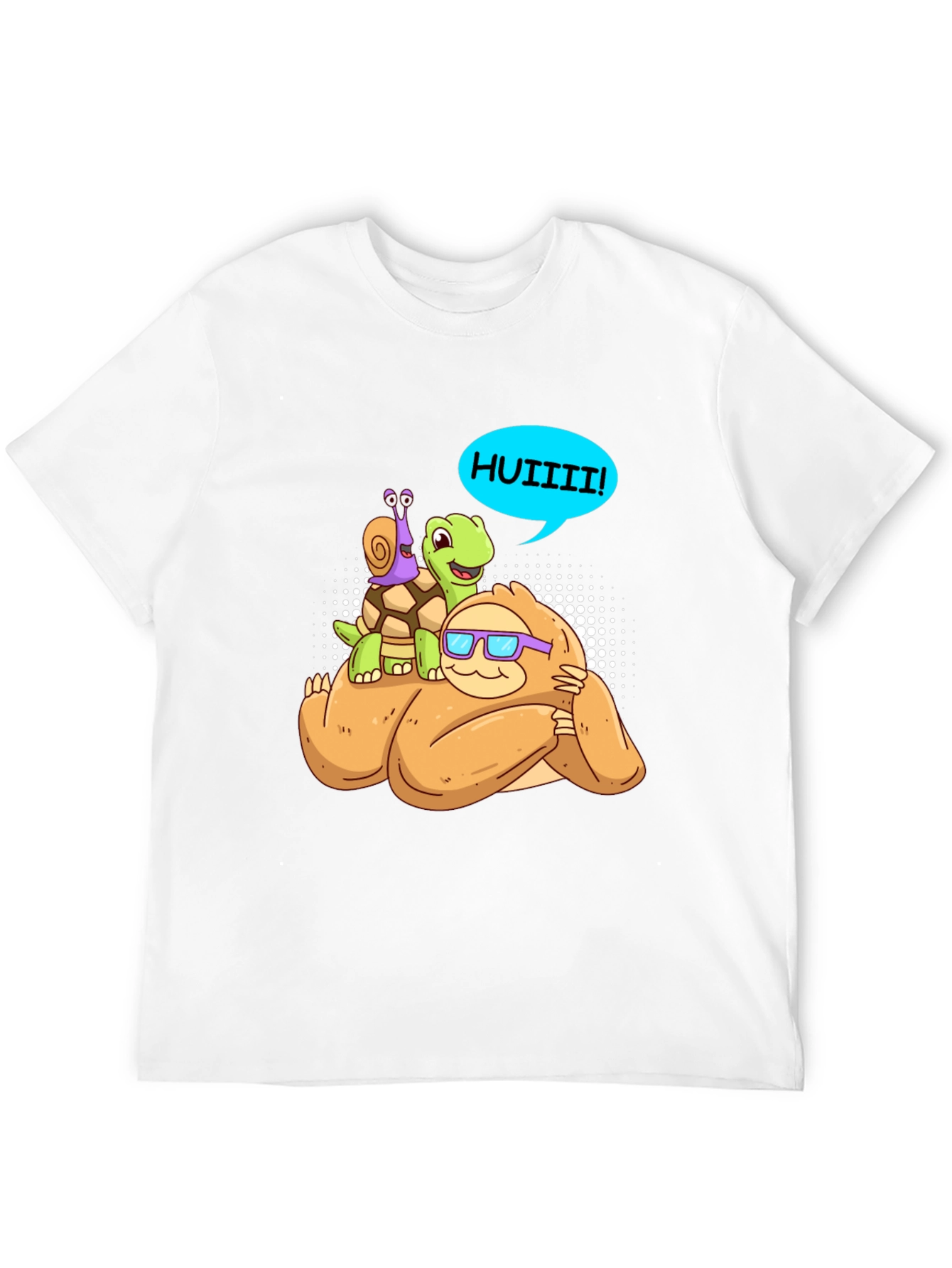 Sloth Turtle and Snail Cartoon Graphic Tee