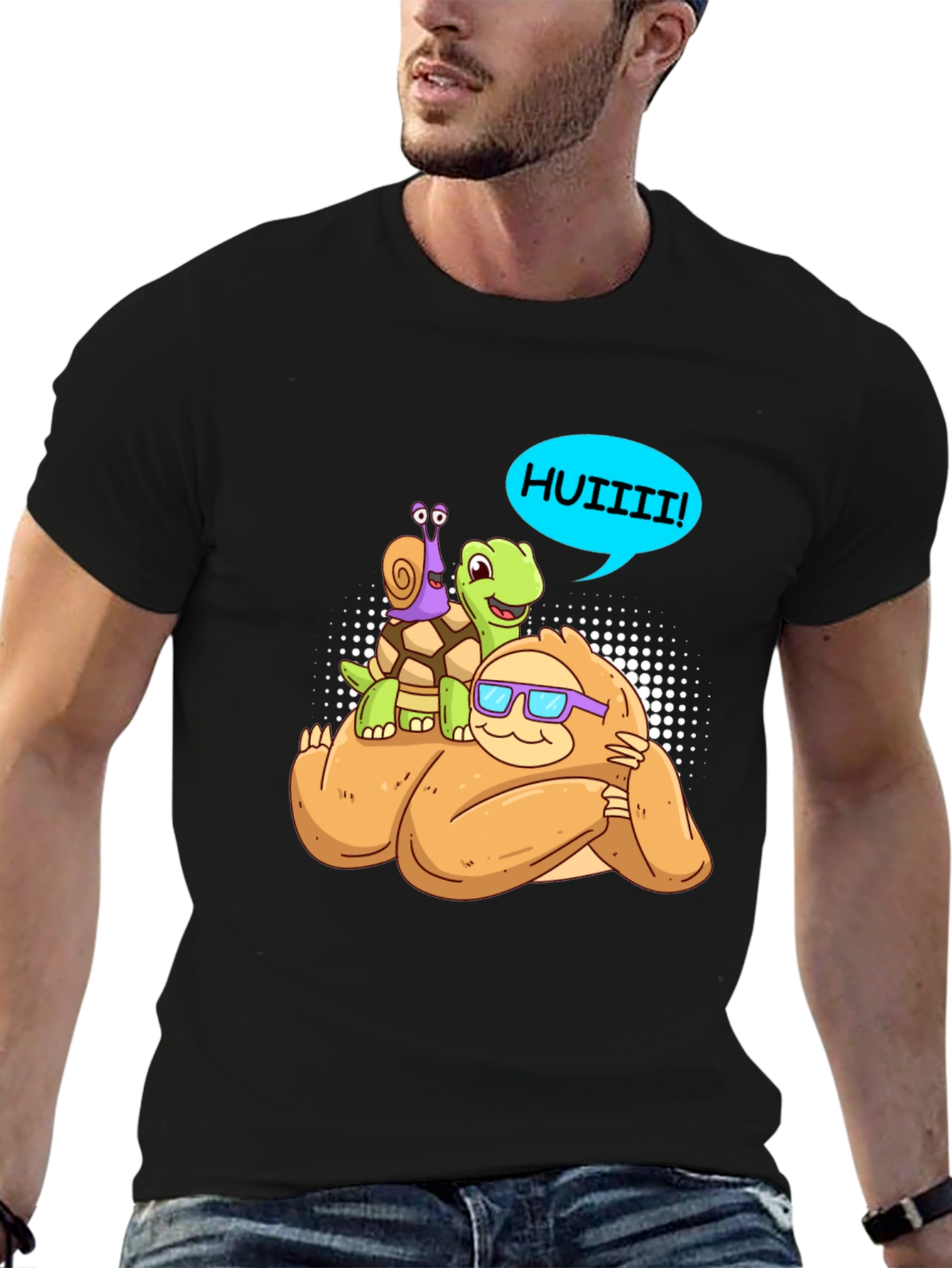 Sloth Turtle and Snail Cartoon Graphic Tee