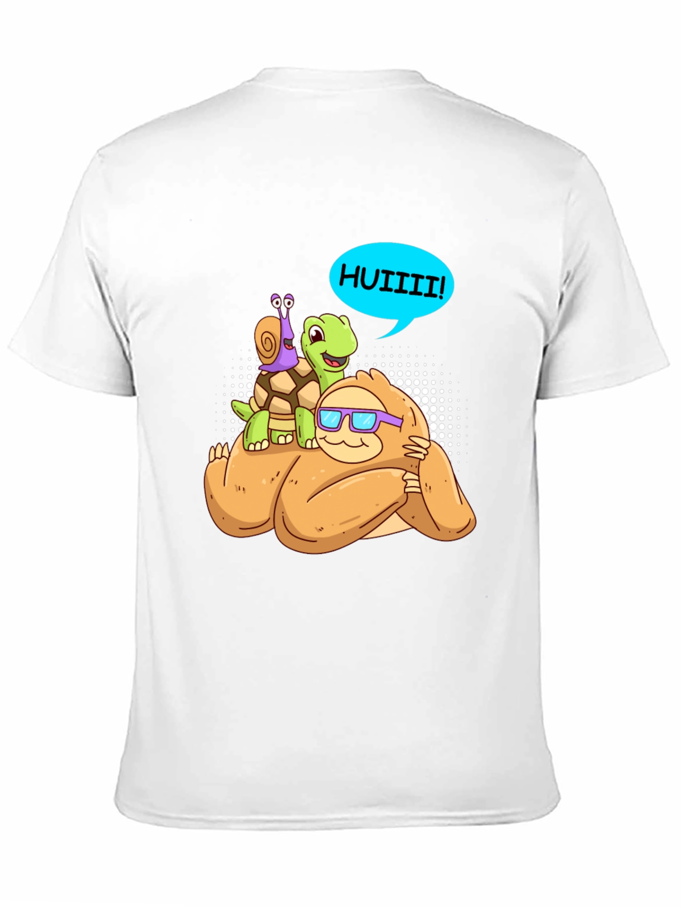 Sloth Turtle and Snail Cartoon Graphic Tee