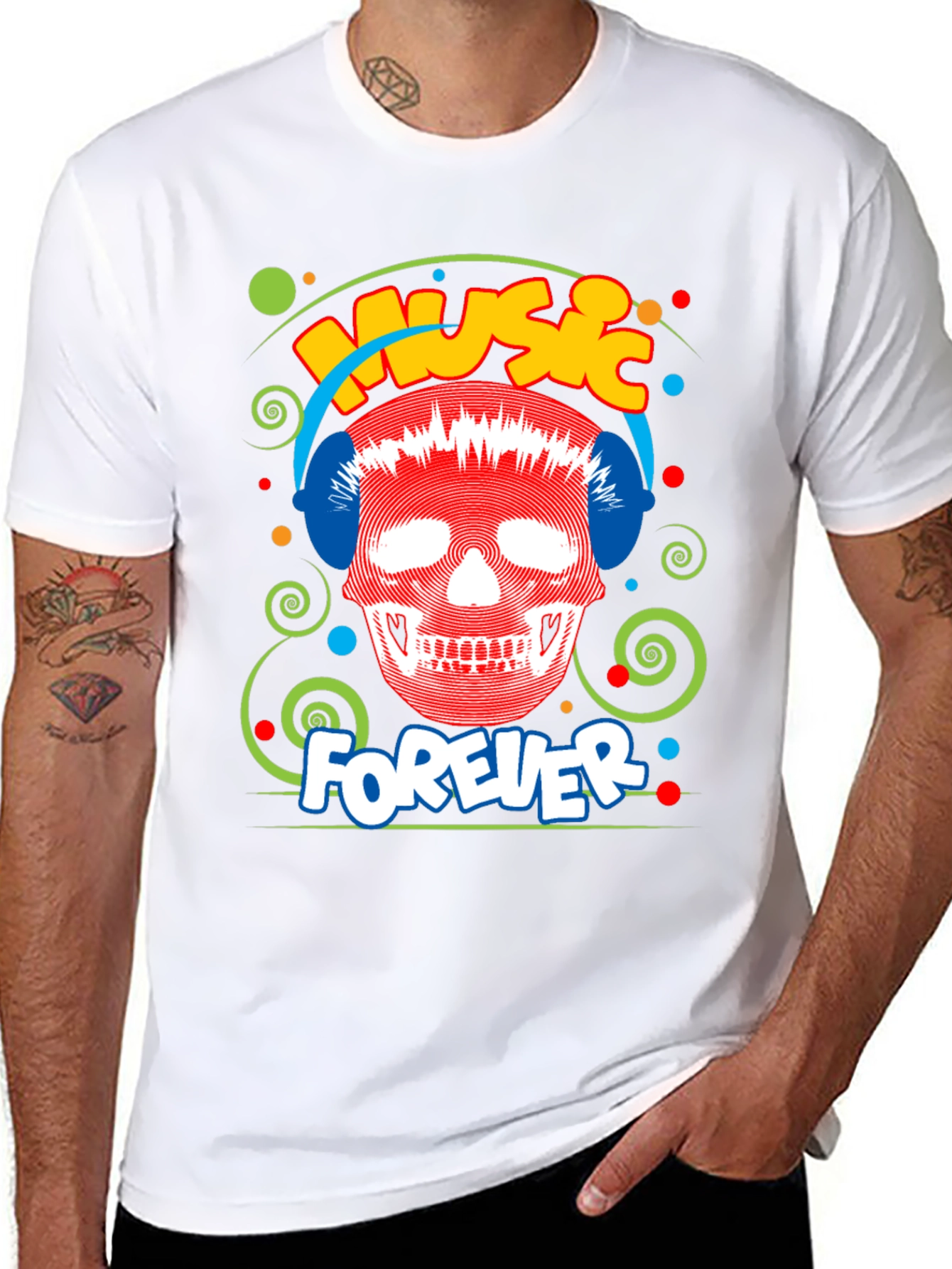 Music Forever Skull Graphic T-Shirt
