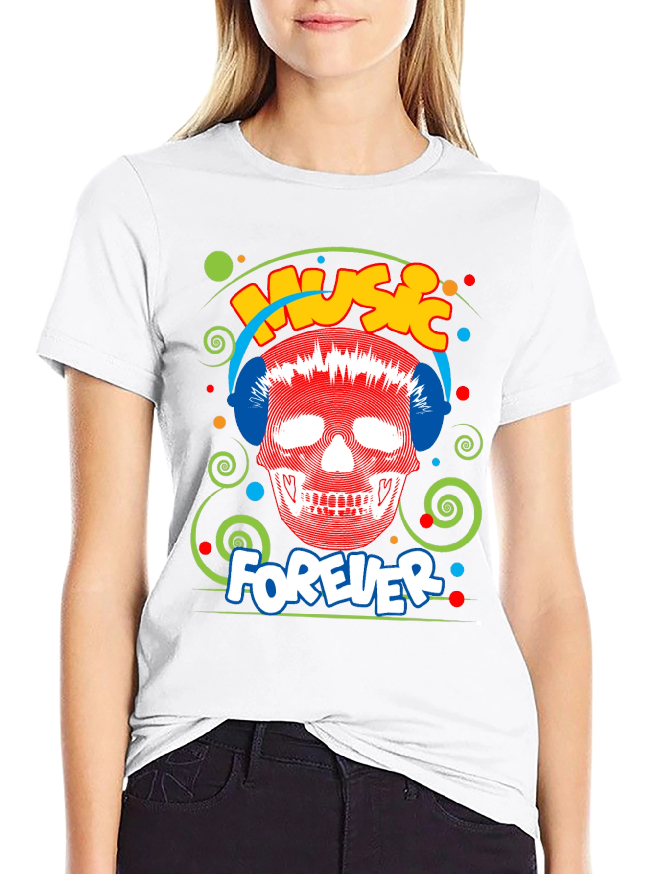 Music Forever Skull Graphic T-Shirt