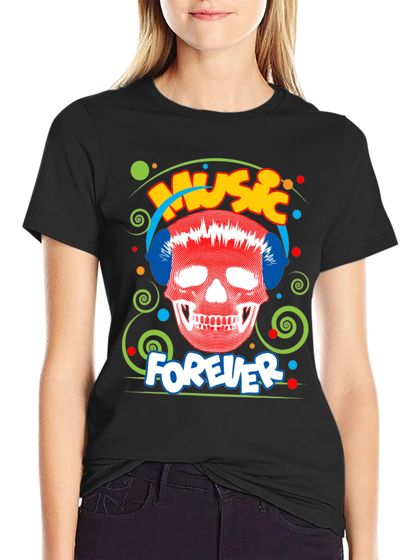 Music Forever Skull Graphic T-Shirt