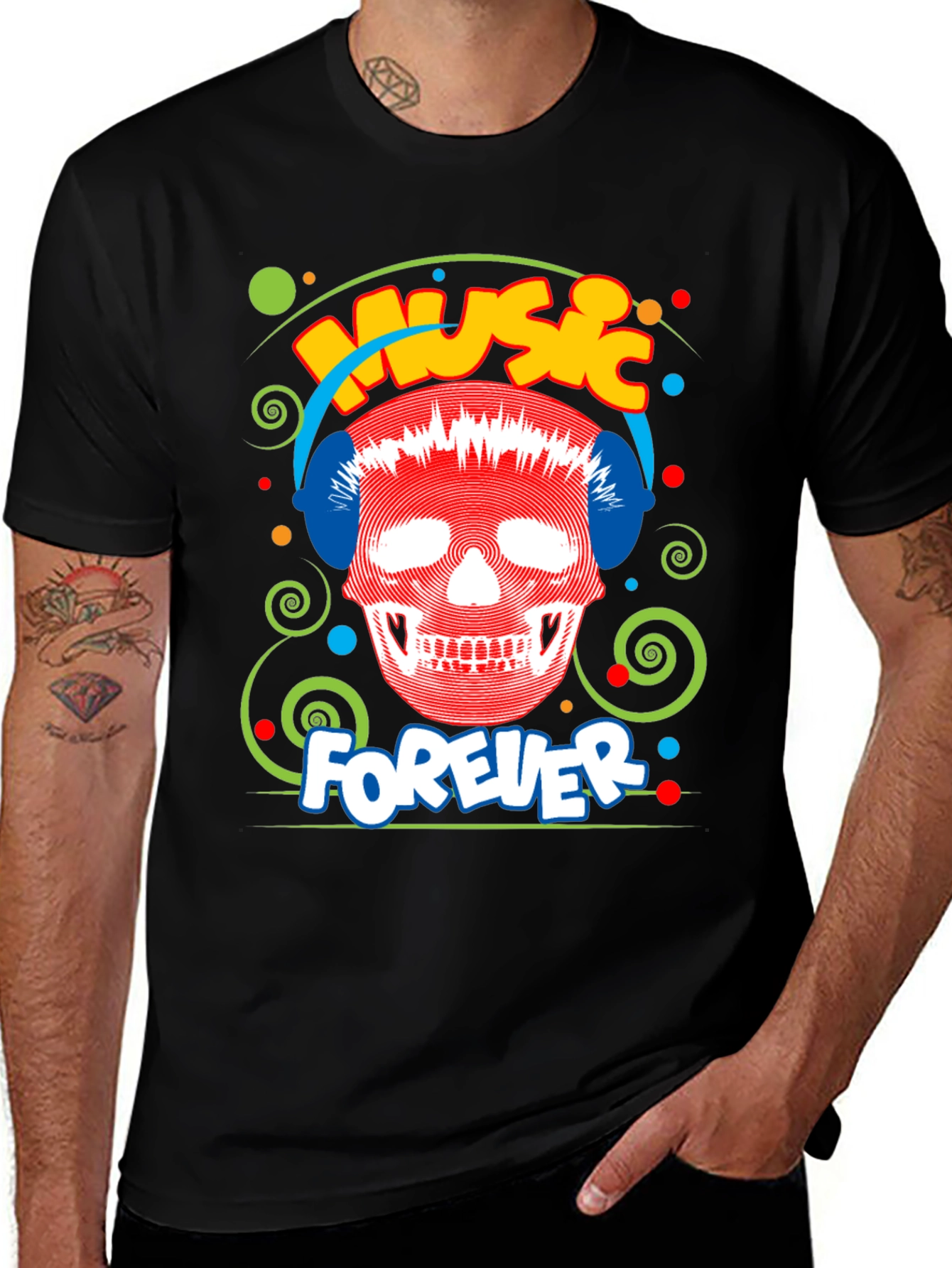 Music Forever Skull Graphic T-Shirt