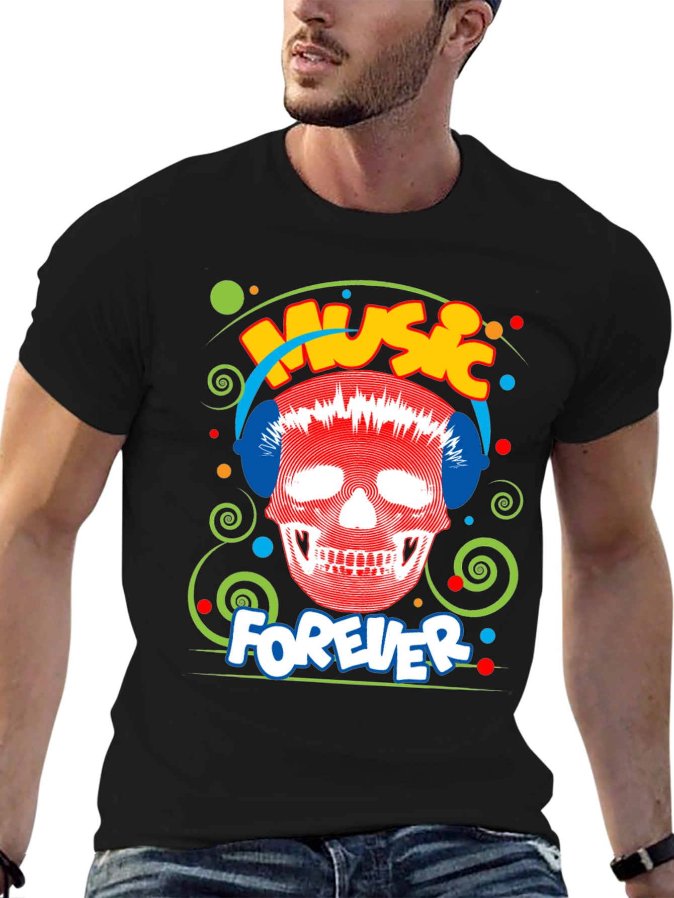 Music Forever Skull Graphic T-Shirt