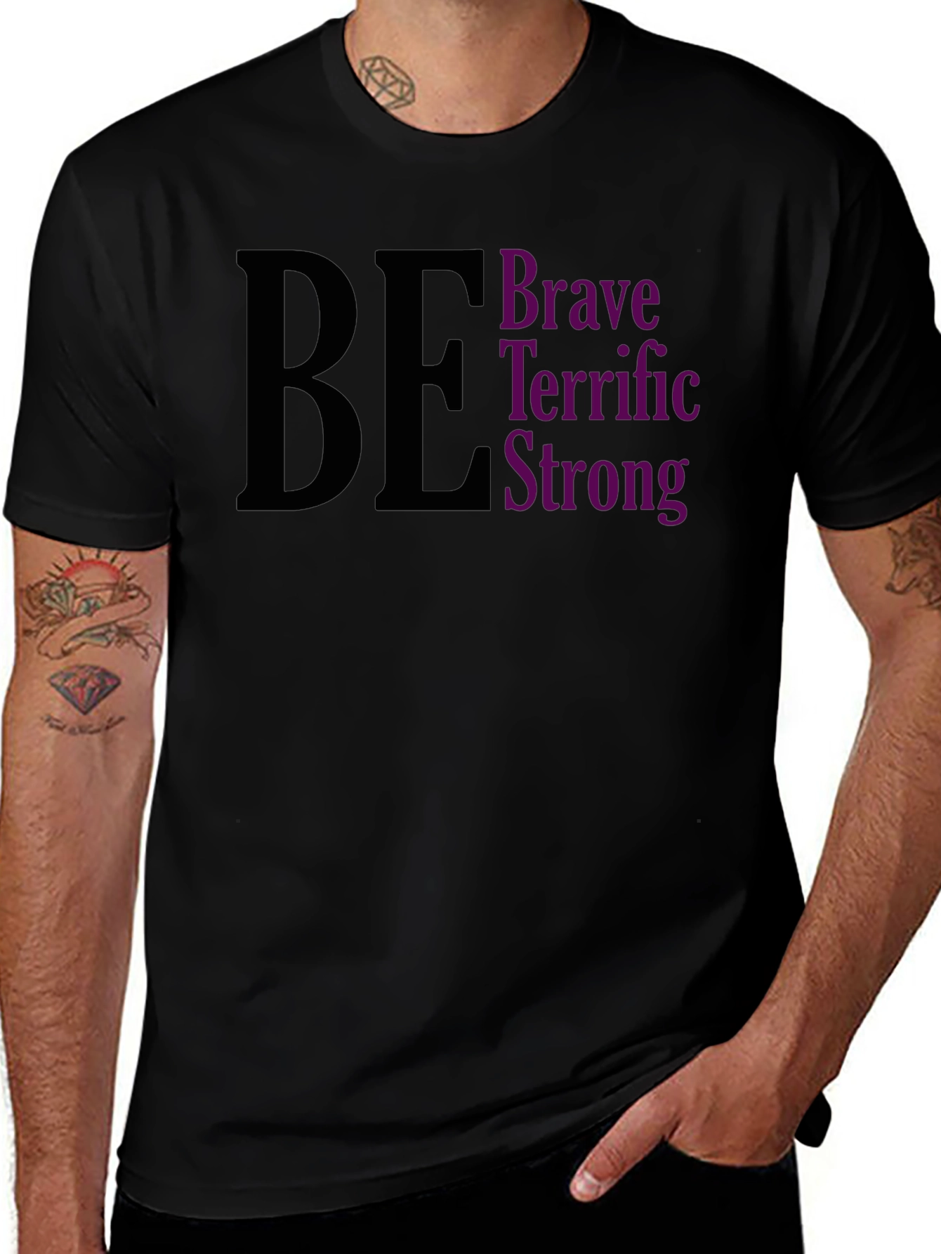 Be Brave Terrific Strong Black Tee