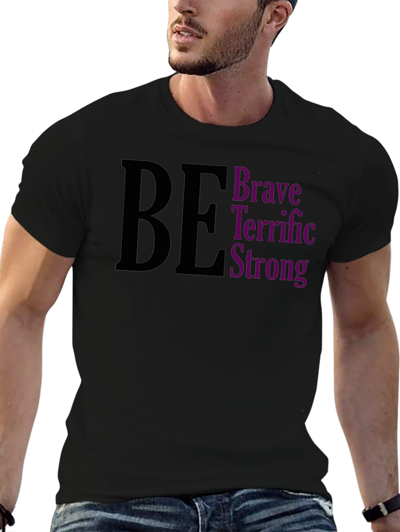Be Brave Terrific Strong Black Tee