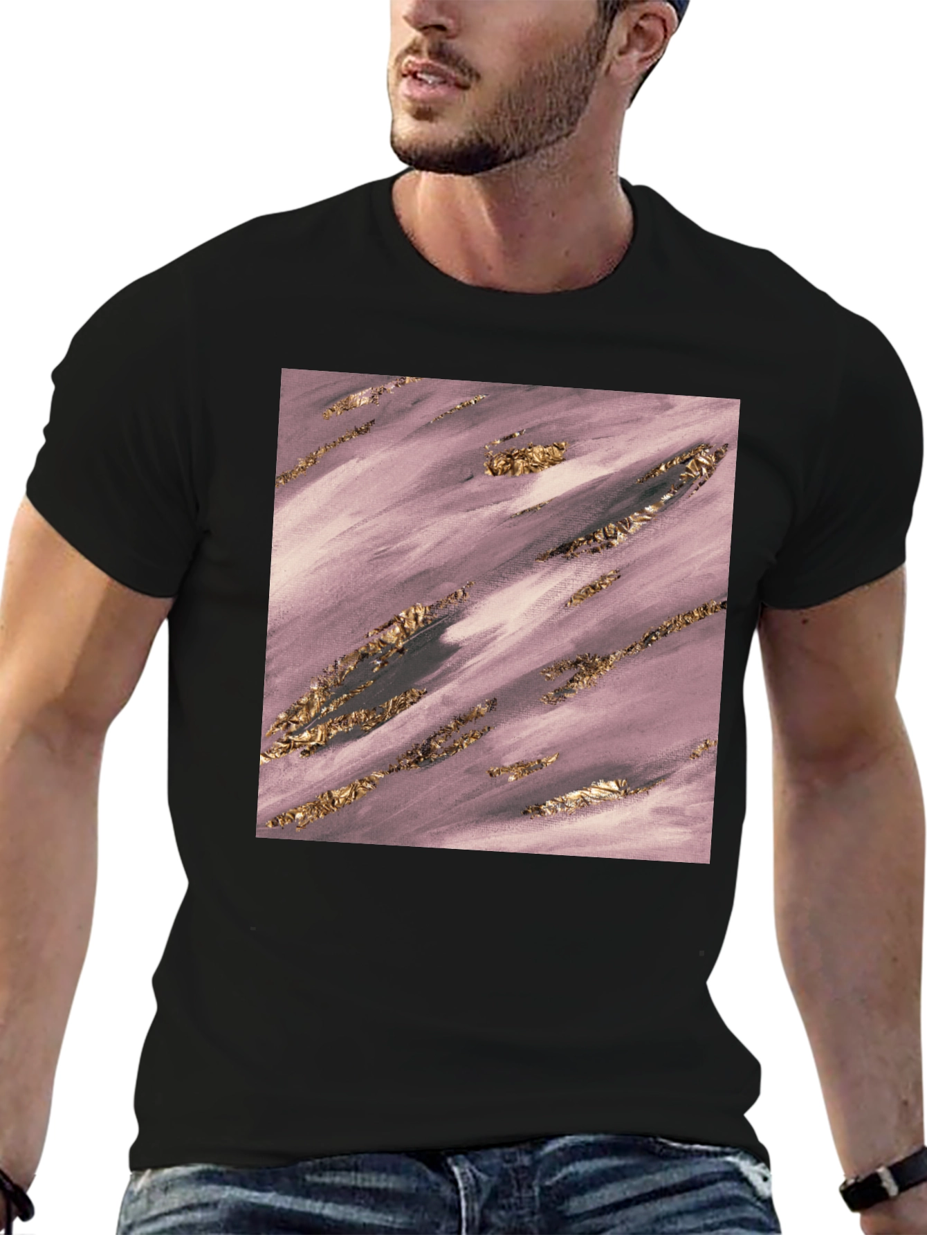Modern Abstract Art Graphic Tee - Black