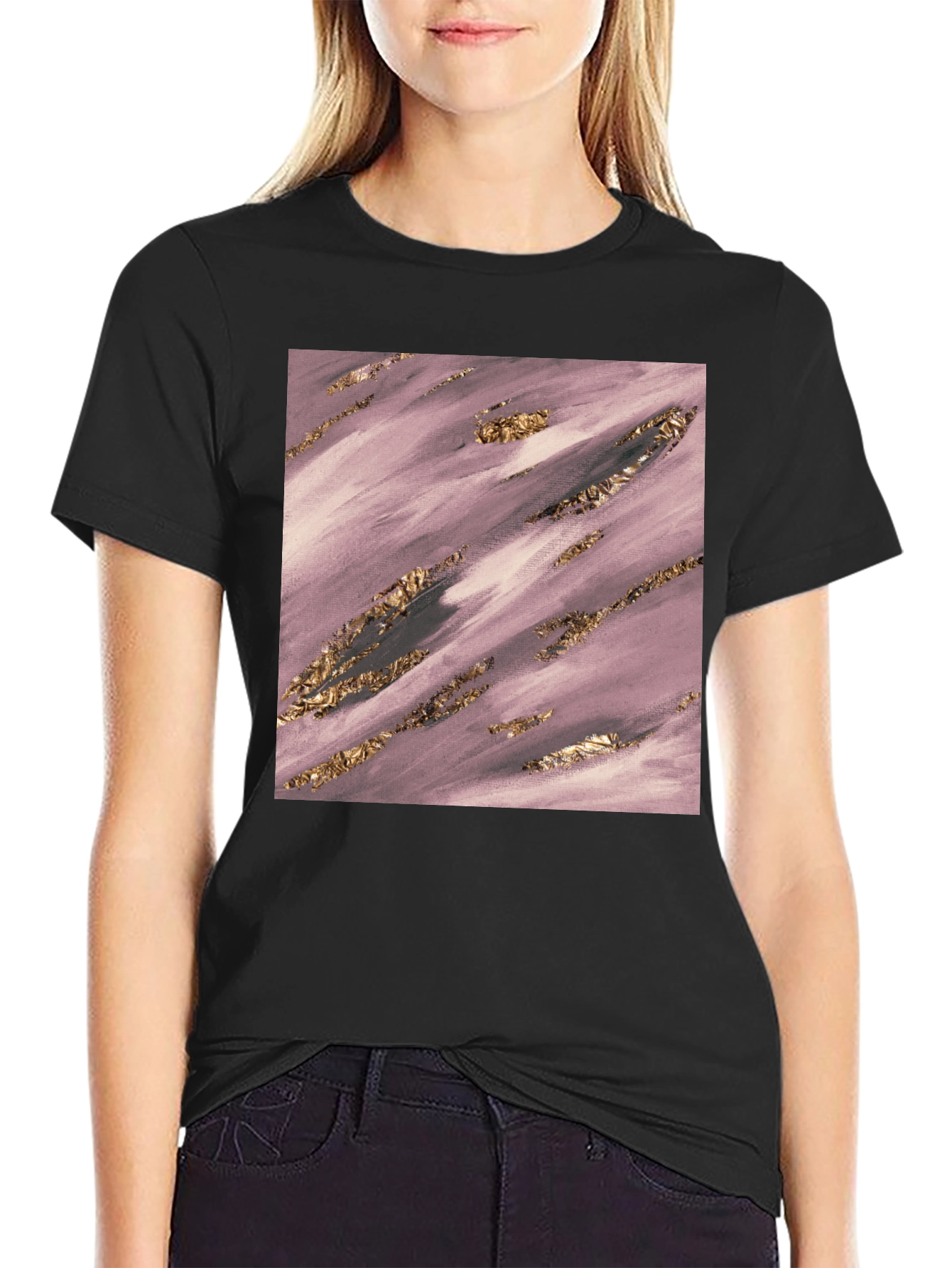 Modern Abstract Art Graphic Tee - Black