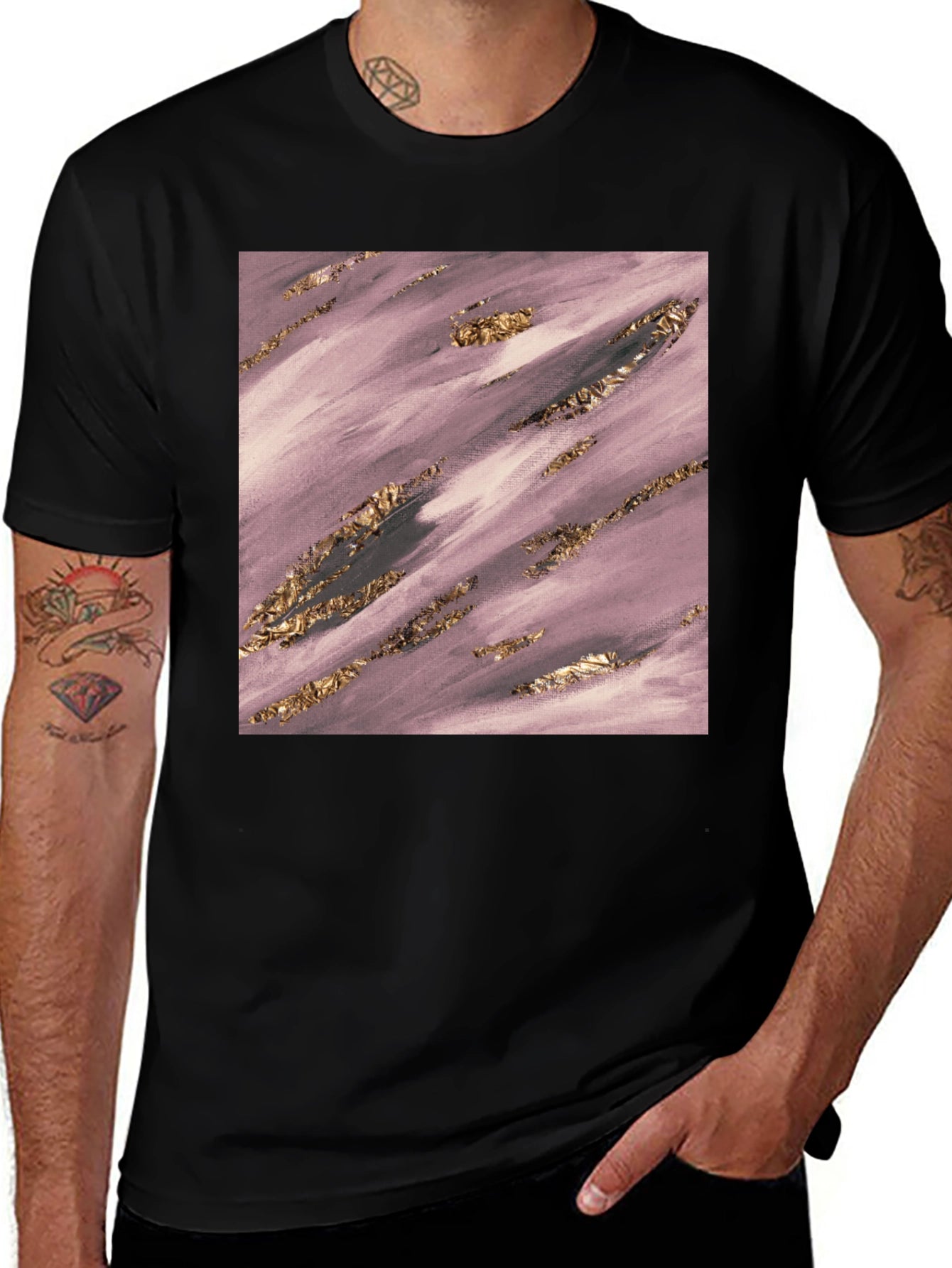 Modern Abstract Art Graphic Tee - Black